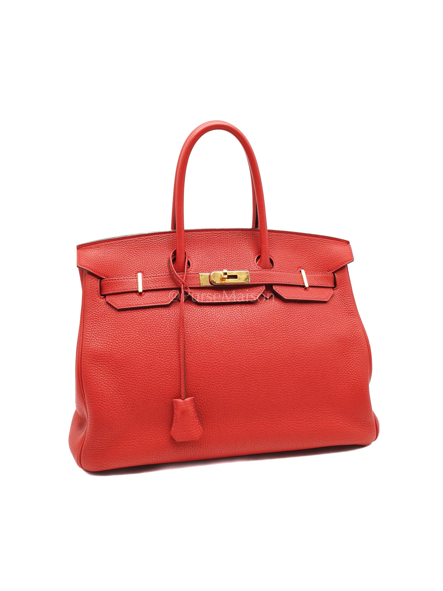 Birkin 35 Retourne Red in Togo Leather Dark Red Chevre interior and Gold Hardware Stamp P Square (2012) | Purse Maison Luxury Bags Shop