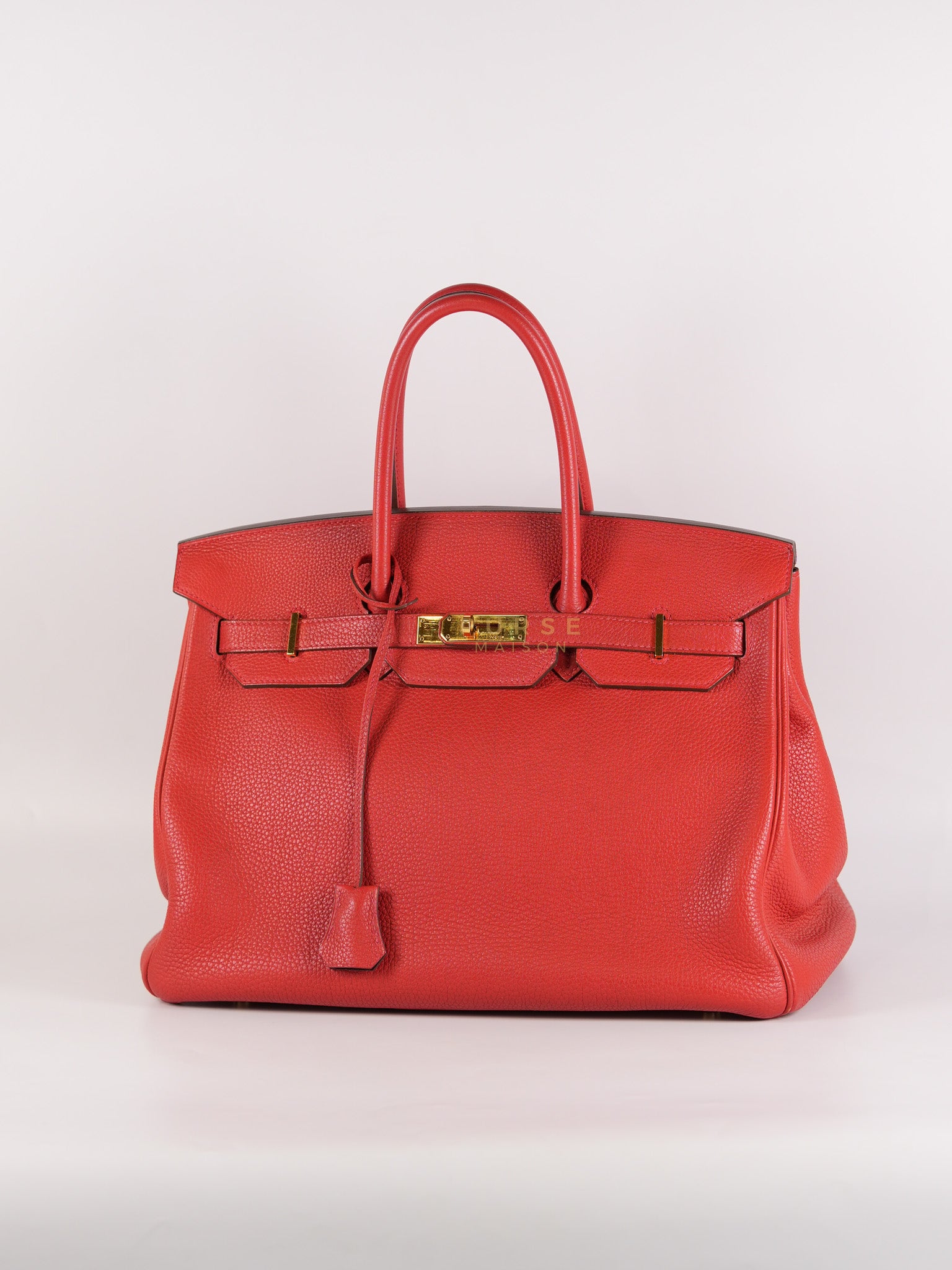 Birkin 35 Retourne Red in Togo Leather Dark Red Chevre interior and Gold Hardware Stamp P Square (2012) | Purse Maison Luxury Bags Shop