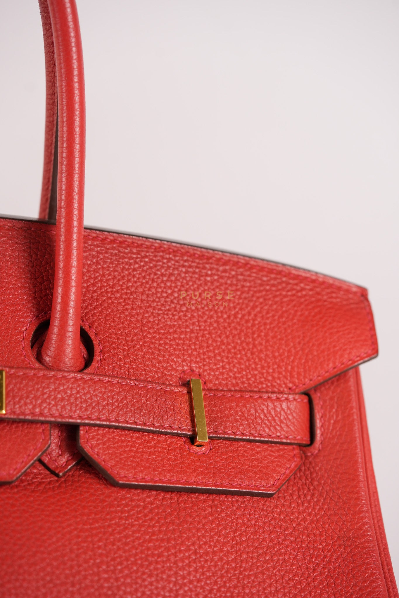 Birkin 35 Retourne Red in Togo Leather Dark Red Chevre interior and Gold Hardware Stamp P Square (2012) | Purse Maison Luxury Bags Shop