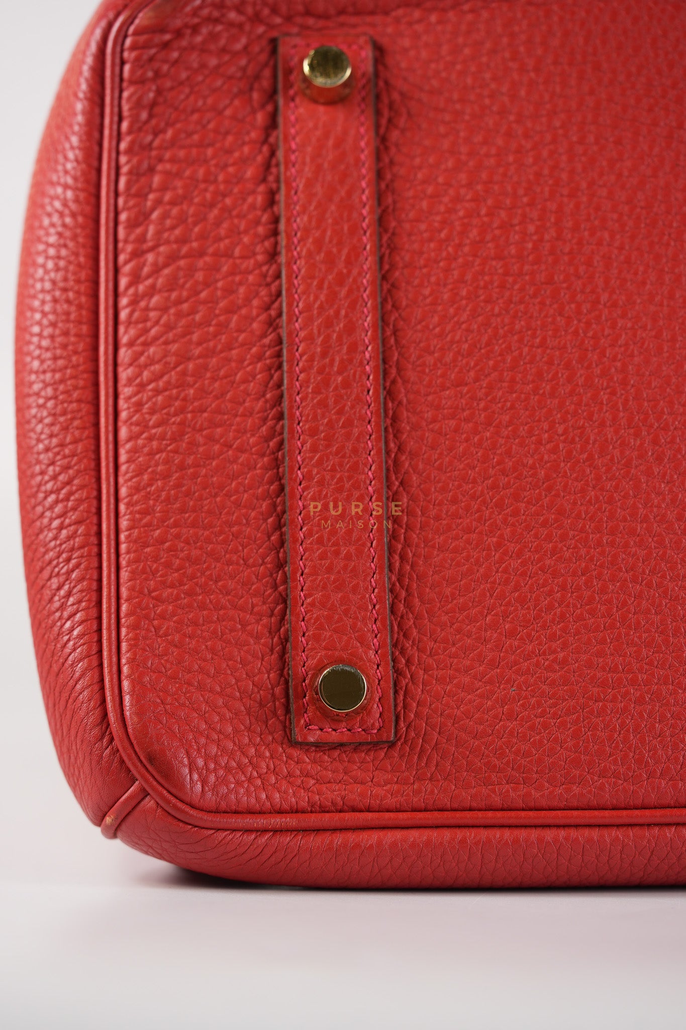 Birkin 35 Retourne Red in Togo Leather Dark Red Chevre interior and Gold Hardware Stamp P Square (2012) | Purse Maison Luxury Bags Shop