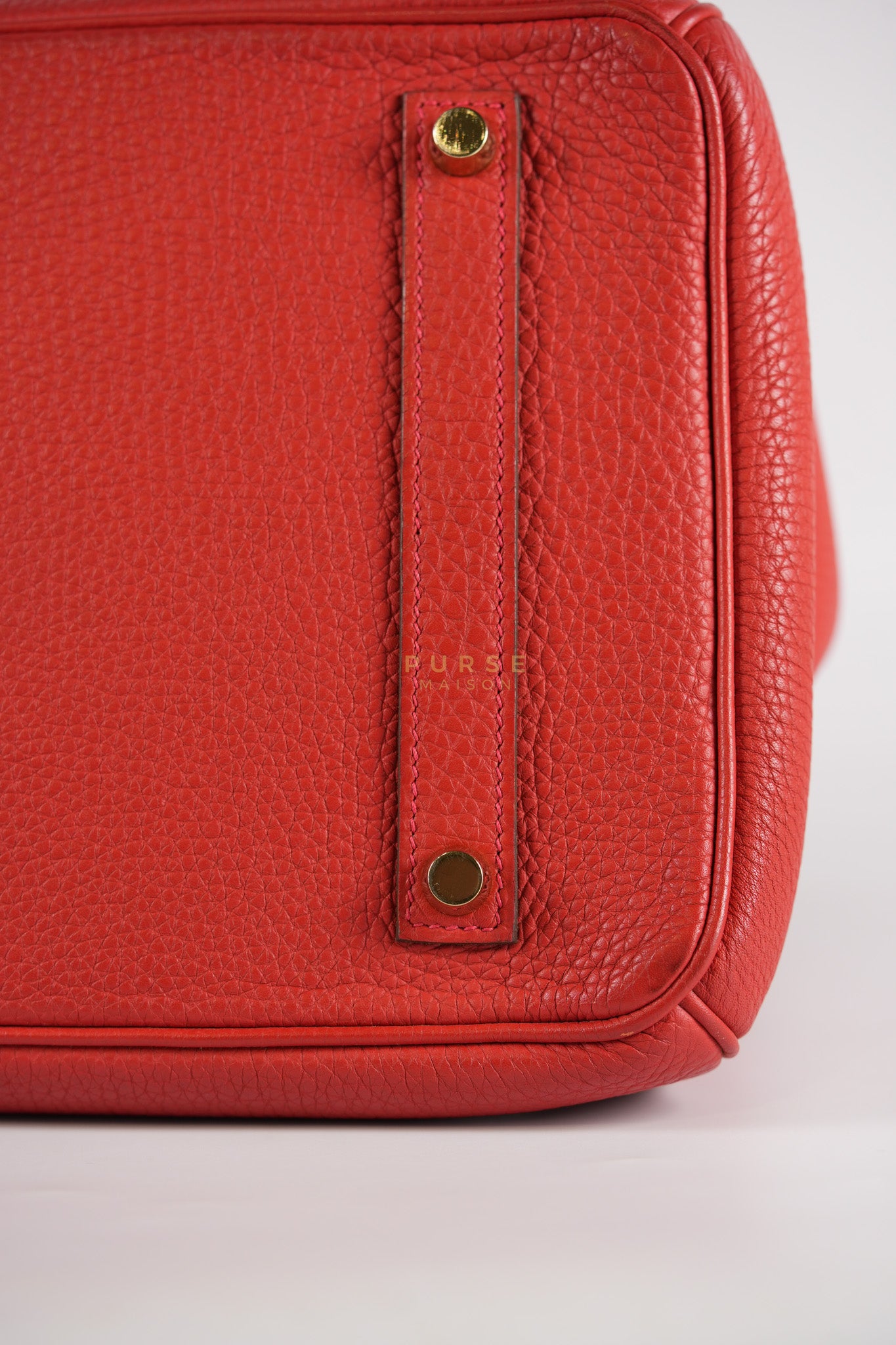 Birkin 35 Retourne Red in Togo Leather Dark Red Chevre interior and Gold Hardware Stamp P Square (2012) | Purse Maison Luxury Bags Shop