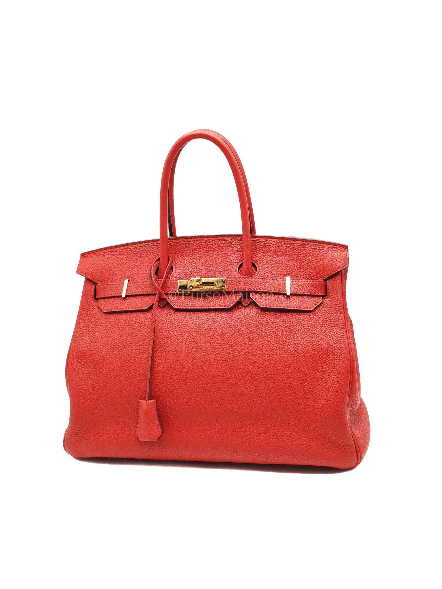 Birkin 35 Retourne Red in Togo Leather Dark Red Chevre interior and Gold Hardware Stamp P Square (2012) | Purse Maison Luxury Bags Shop