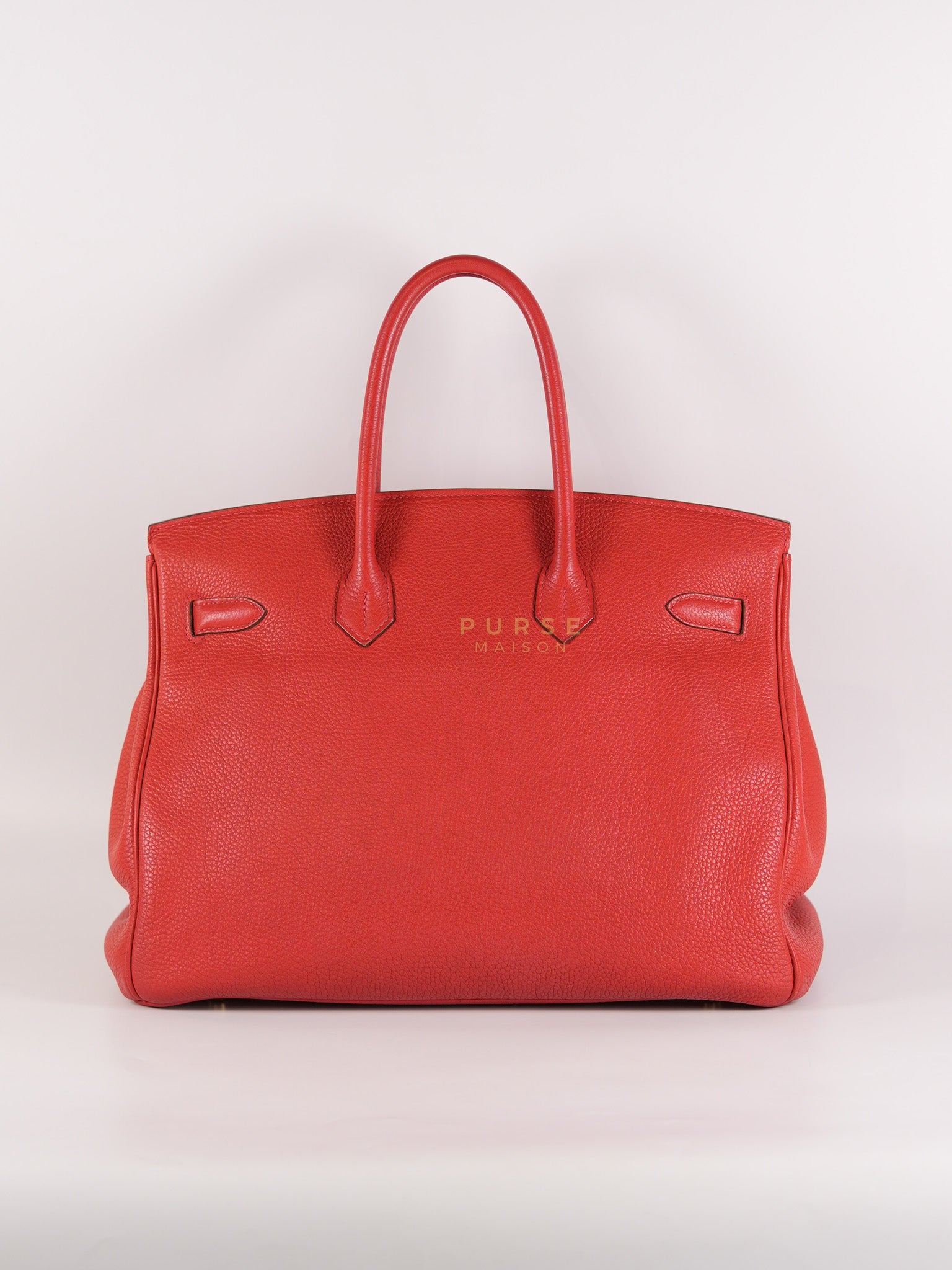 Birkin 35 Retourne Red in Togo Leather Dark Red Chevre interior and Gold Hardware Stamp P Square (2012) | Purse Maison Luxury Bags Shop