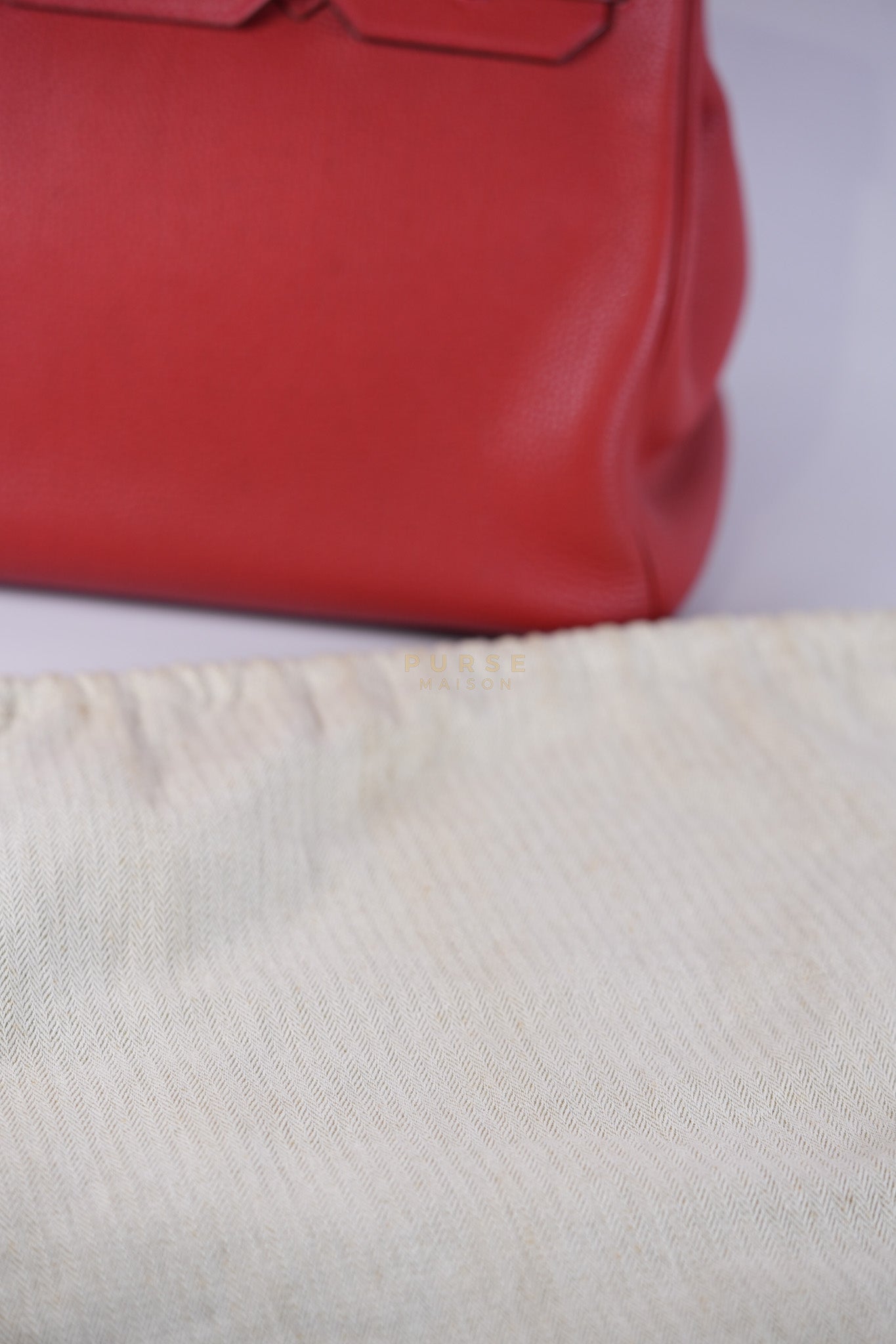 Birkin 35 Retourne Red in Togo Leather Dark Red Chevre interior and Gold Hardware Stamp P Square (2012) | Purse Maison Luxury Bags Shop