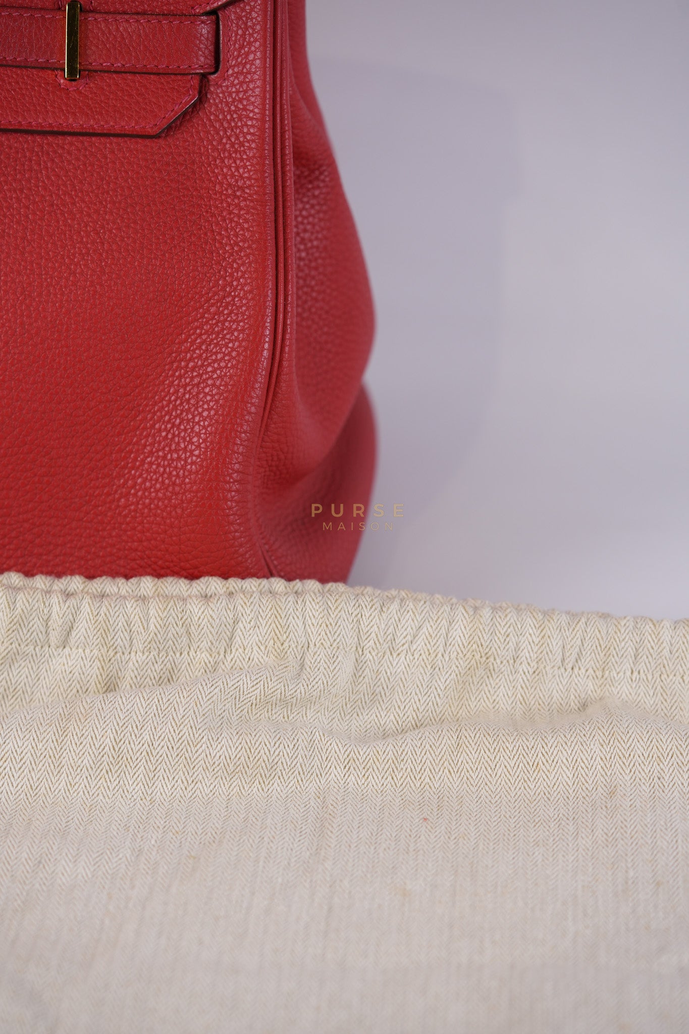 Birkin 35 Retourne Red in Togo Leather Dark Red Chevre interior and Gold Hardware Stamp P Square (2012) | Purse Maison Luxury Bags Shop