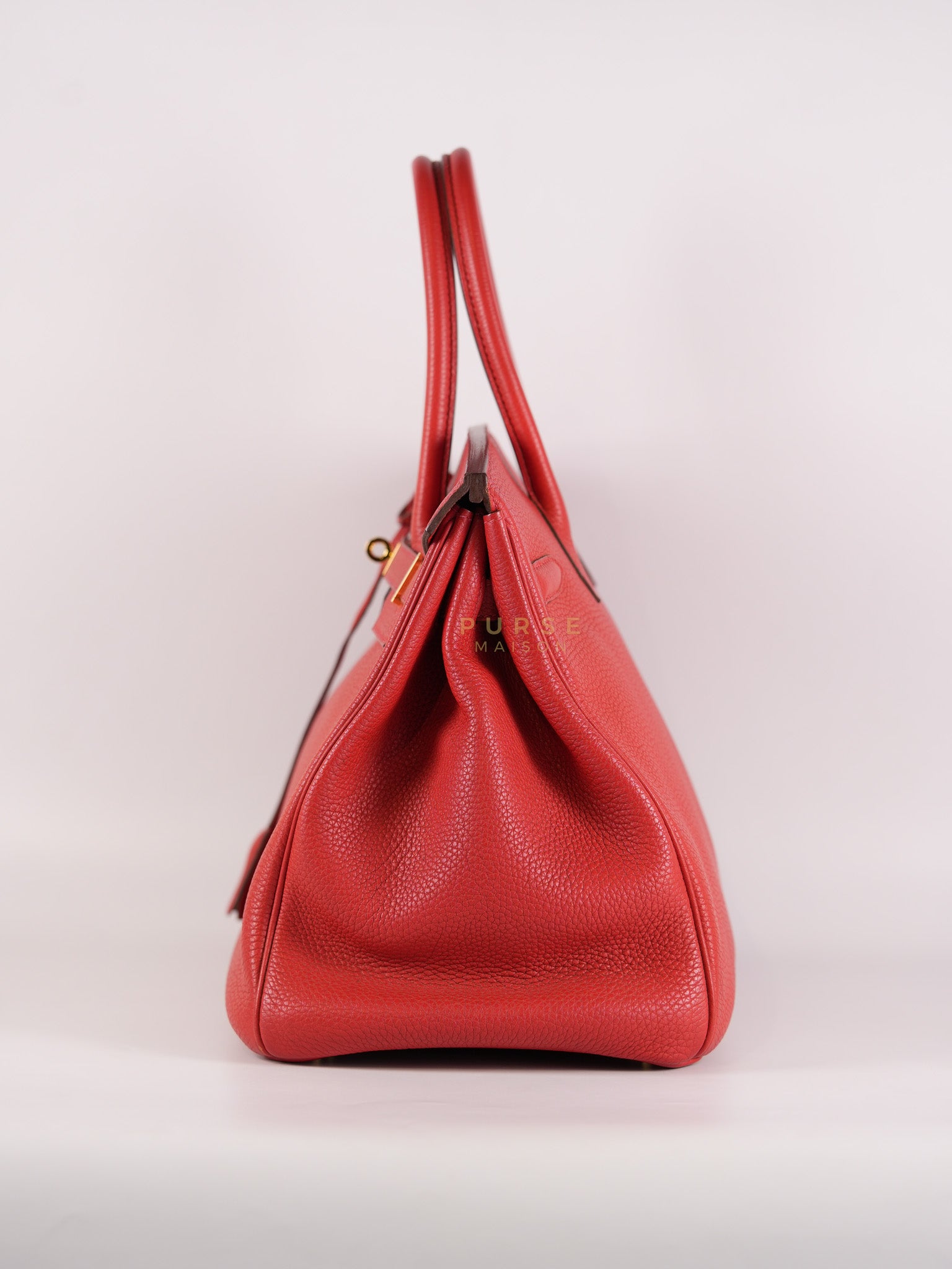 Birkin 35 Retourne Red in Togo Leather Dark Red Chevre interior and Gold Hardware Stamp P Square (2012) | Purse Maison Luxury Bags Shop