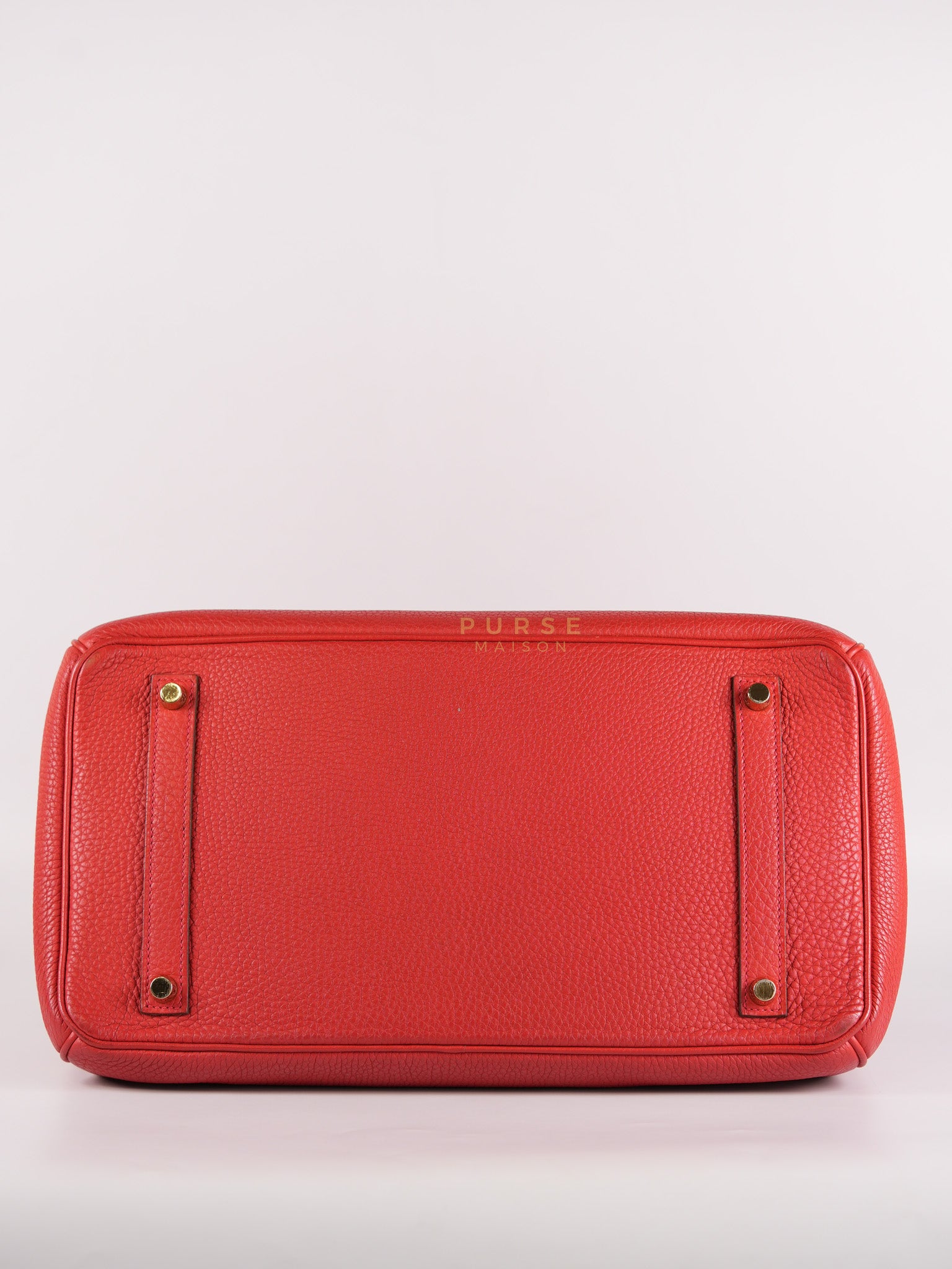 Birkin 35 Retourne Red in Togo Leather Dark Red Chevre interior and Gold Hardware Stamp P Square (2012) | Purse Maison Luxury Bags Shop