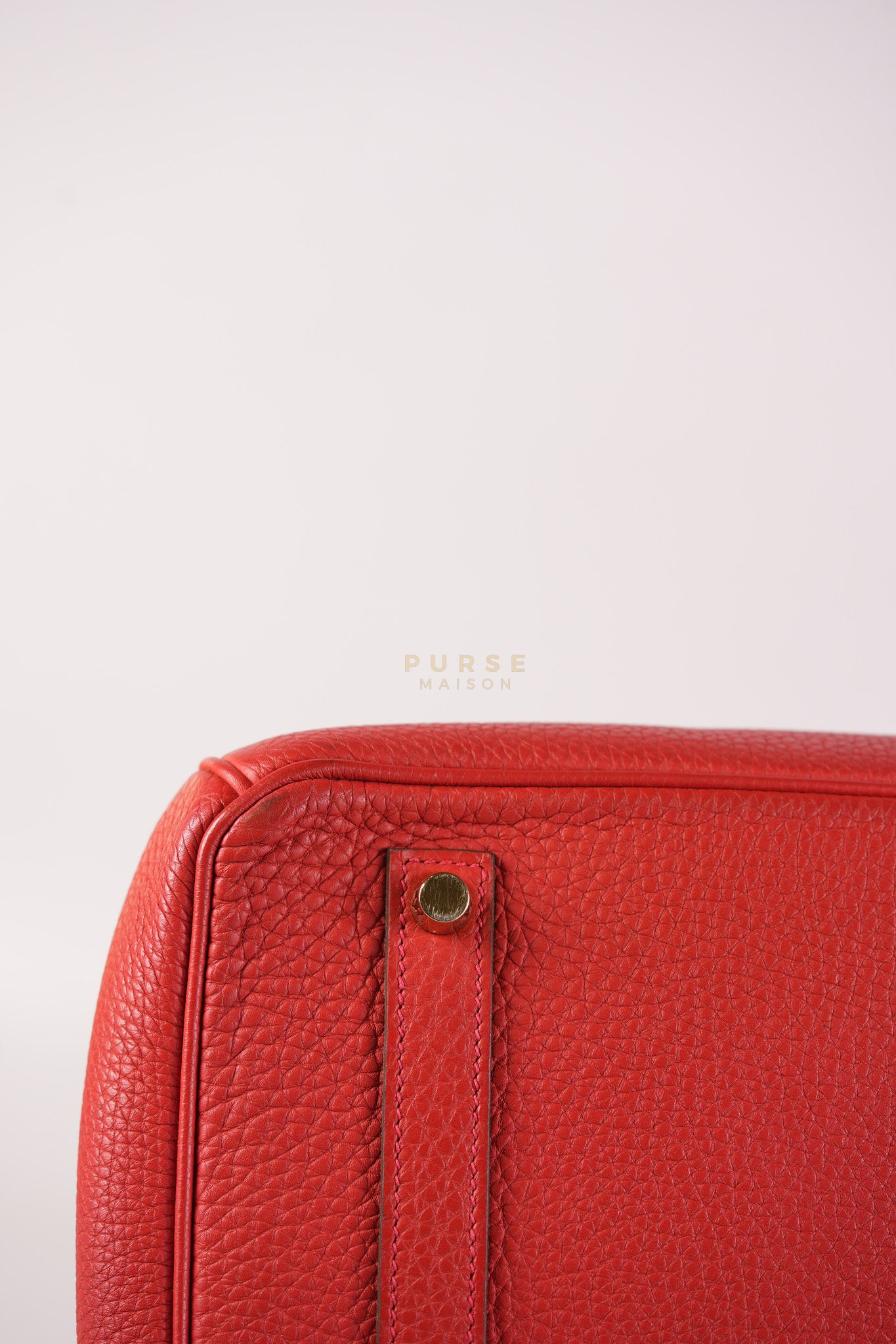 Birkin 35 Retourne Red in Togo Leather Dark Red Chevre interior and Gold Hardware Stamp P Square (2012) | Purse Maison Luxury Bags Shop