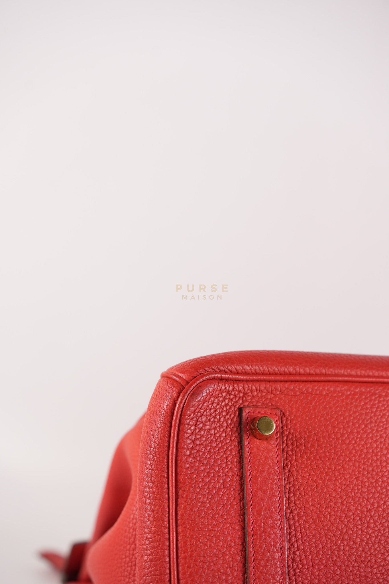 Birkin 35 Retourne Red in Togo Leather Dark Red Chevre interior and Gold Hardware Stamp P Square (2012) | Purse Maison Luxury Bags Shop