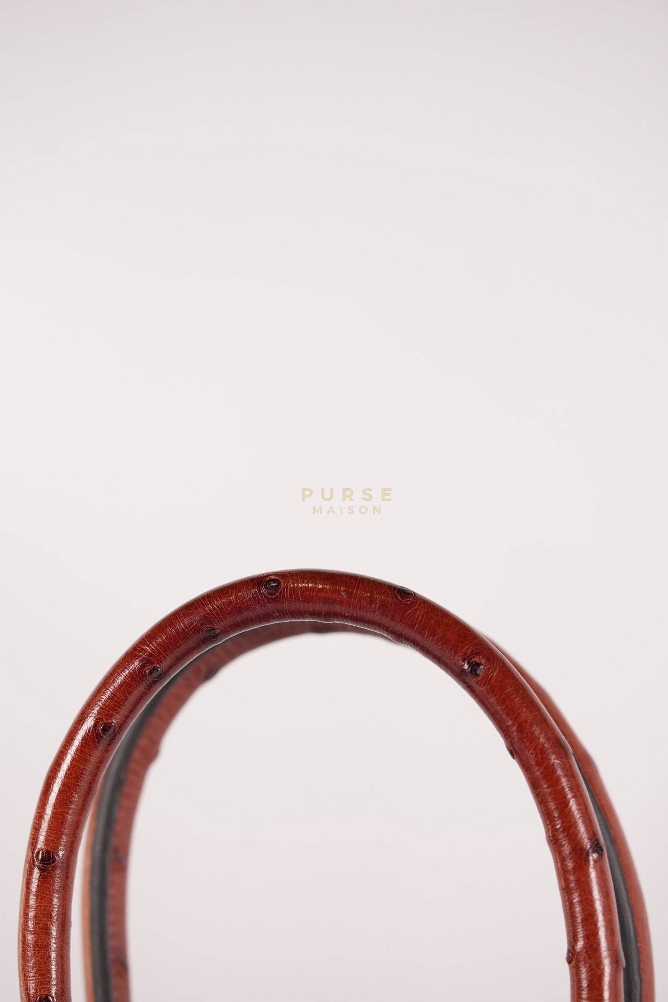 Birkin 35 Retourne Rouge in Ostrich Leather and Palladium Hardware Stamp Square D (2000) | Purse Maison Luxury Bags Shop