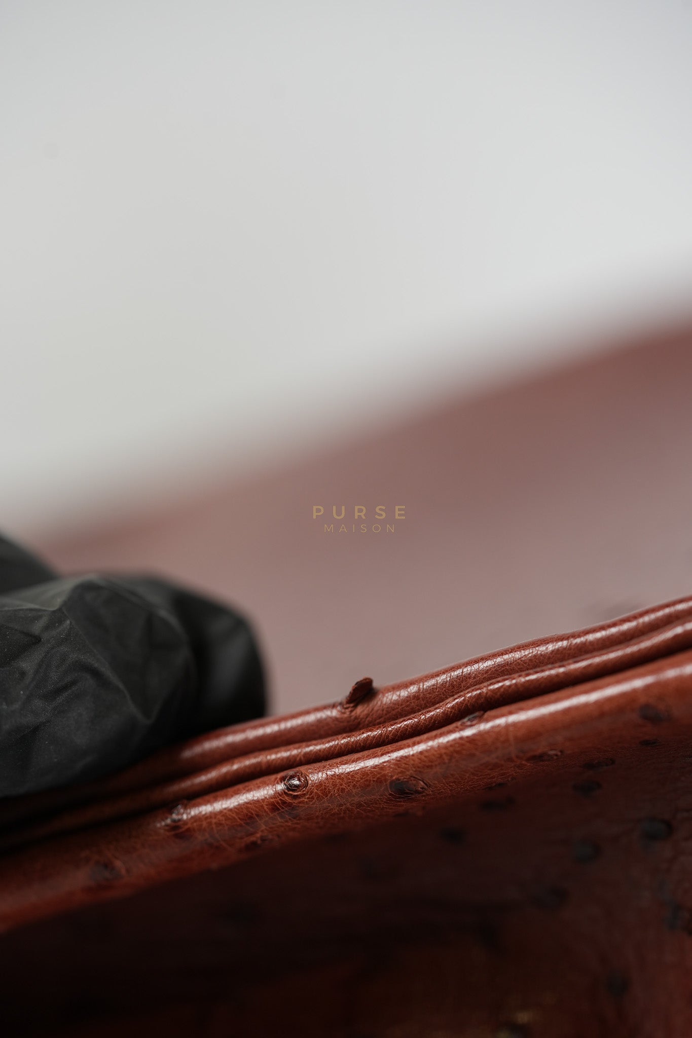 Birkin 35 Retourne Rouge in Ostrich Leather and Palladium Hardware Stamp Square D (2000) | Purse Maison Luxury Bags Shop