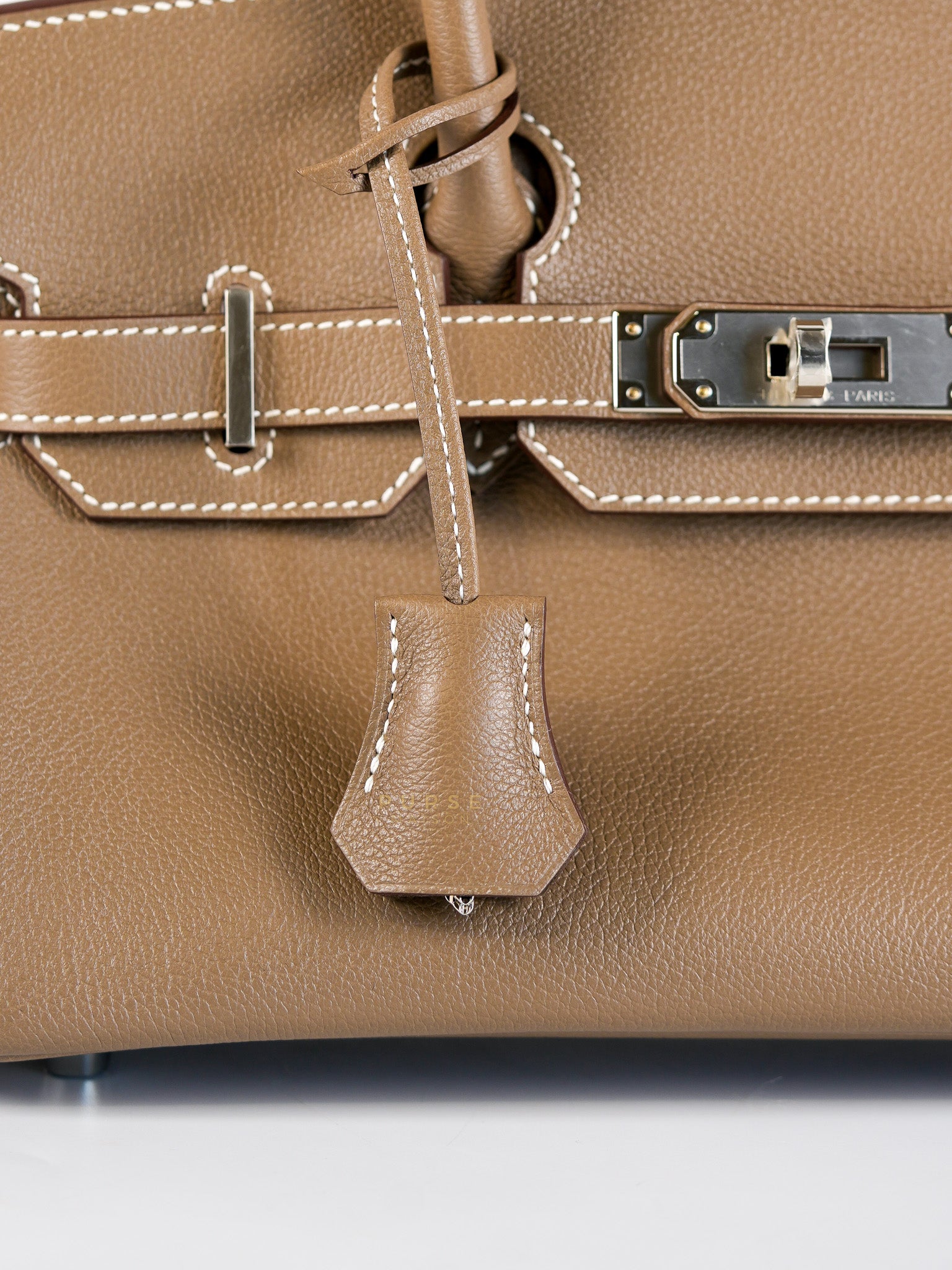 Birkin The Shoulder Retourne in Etoupe Evercolor Leather With Palladium Hardware Stamp W (2024) | Purse Maison Luxury Bags Shop