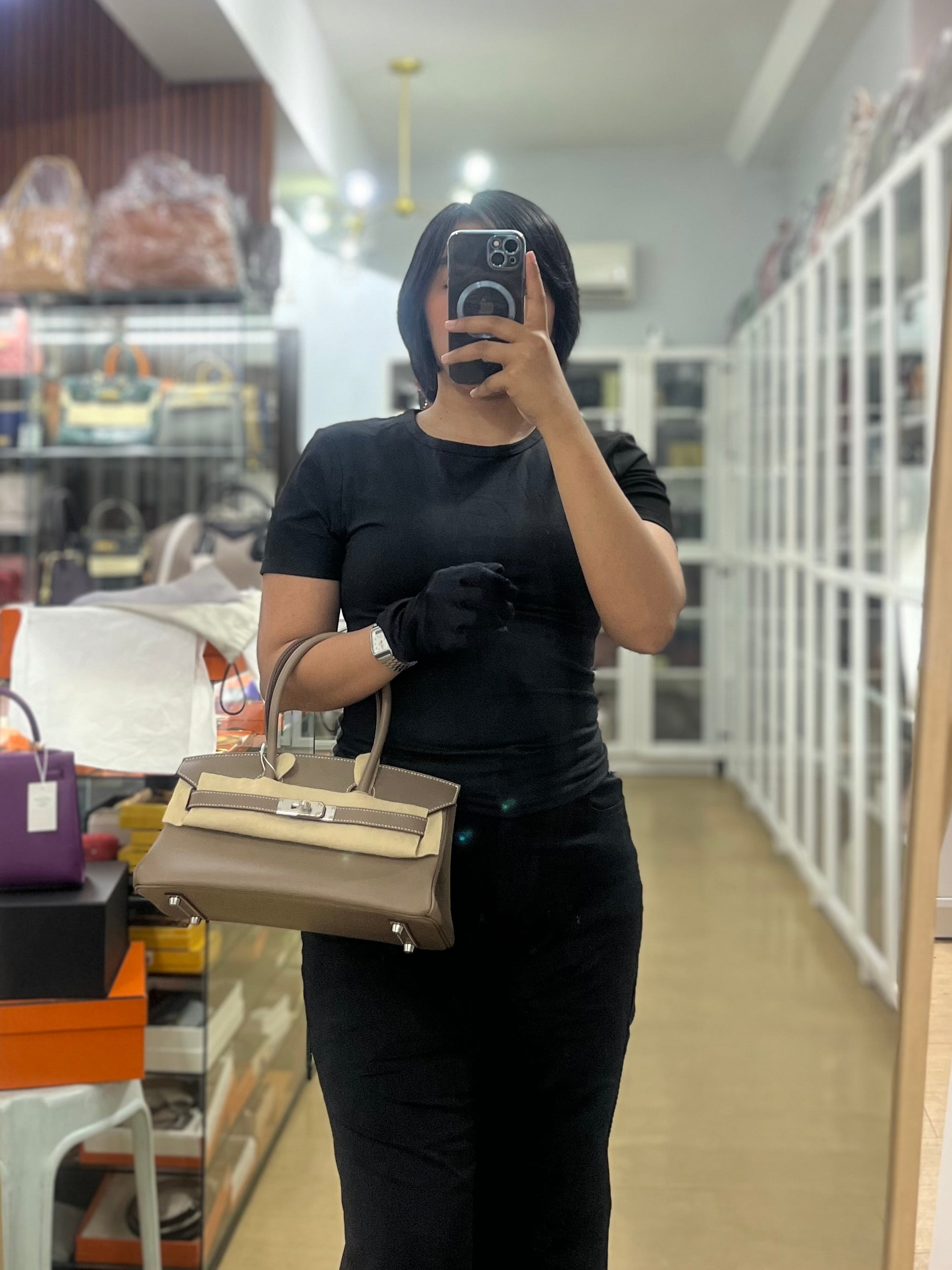 Birkin The Shoulder Retourne in Etoupe Evercolor Leather With Palladium Hardware Stamp W (2024) | Purse Maison Luxury Bags Shop