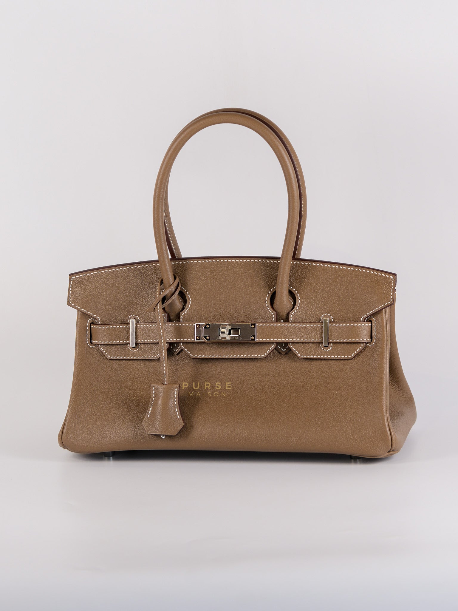 Birkin The Shoulder Retourne in Etoupe Evercolor Leather With Palladium Hardware Stamp W (2024) | Purse Maison Luxury Bags Shop