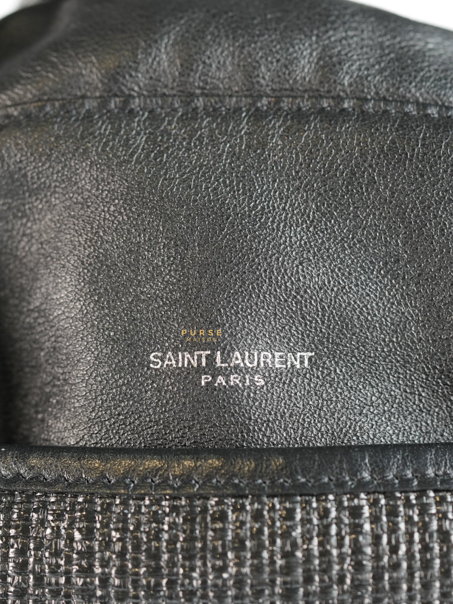 Black Raffia and Leather Teddy Drawstring Tote Bag | Purse Maison Luxury Bags Shop