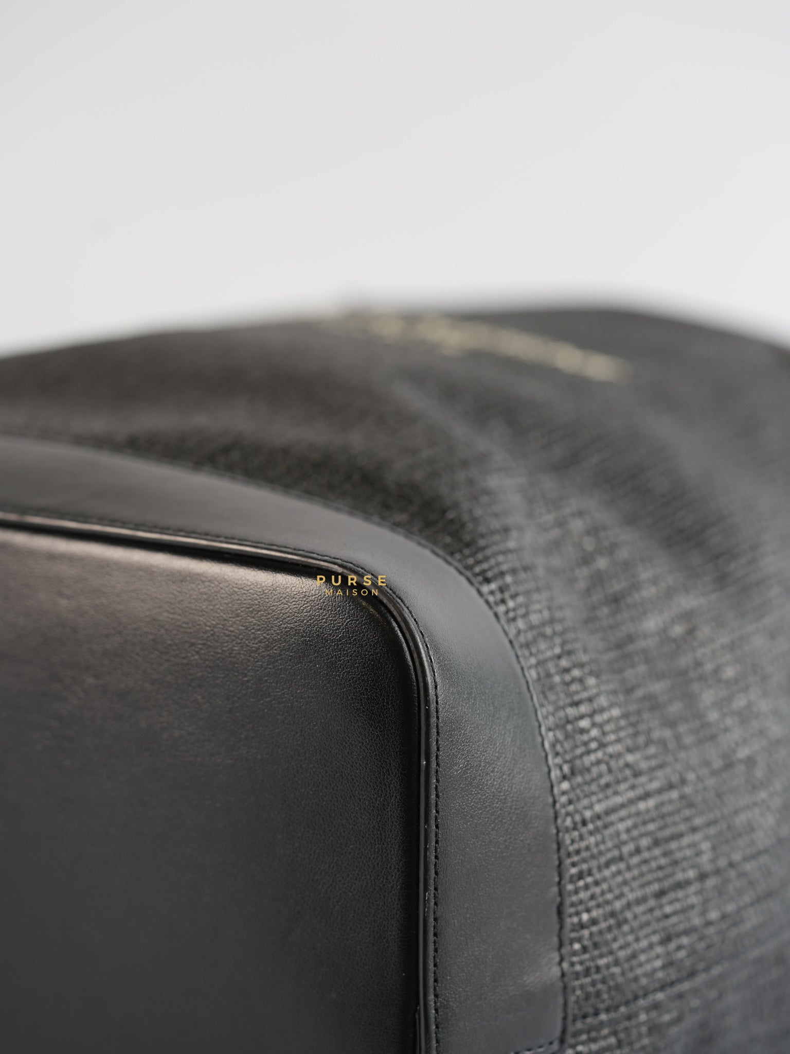 Black Raffia and Leather Teddy Drawstring Tote Bag | Purse Maison Luxury Bags Shop