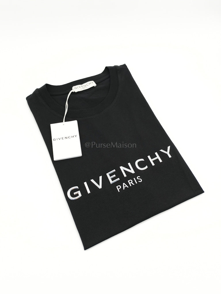 Black Silver Logo T-Shirt (Regular Fit) Size Large | Purse Maison Luxury Bags Shop