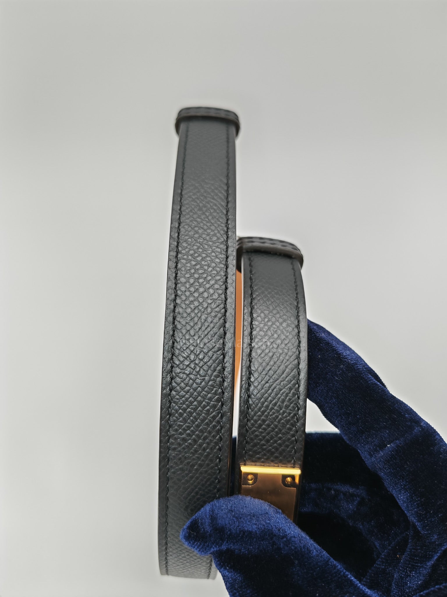 Kelly Belt in Black Epsom Leather & Gold Hardware Stamp G(2026)