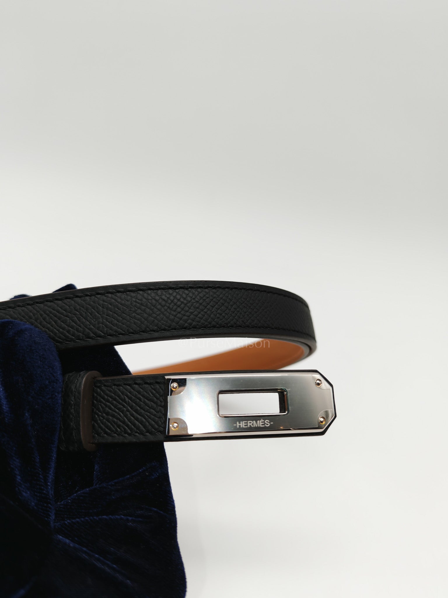 Kelly Belt in Black Epsom Leather & Palladium Hardware Stamp G(2026)
