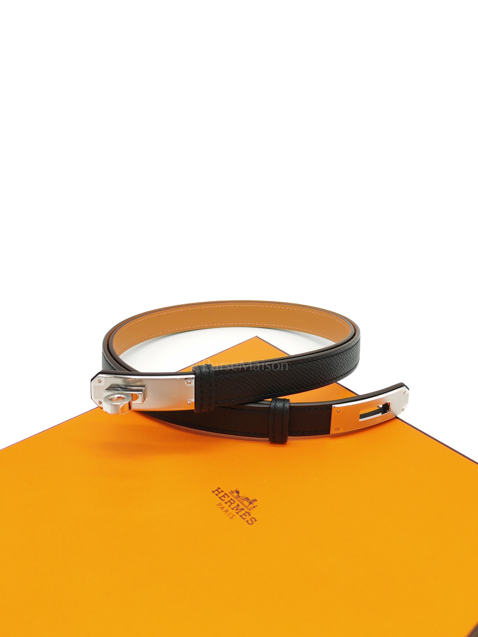 Kelly Belt in Black Epsom Leather & Palladium Hardware Stamp G(2026)