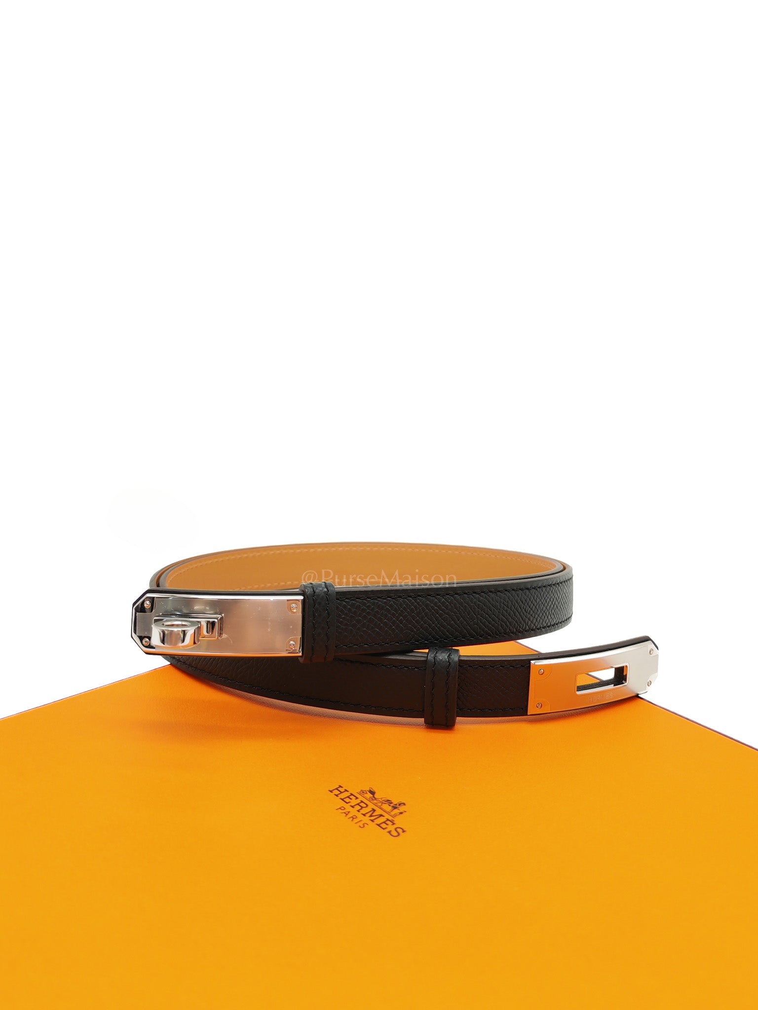 Kelly Belt in Black Epsom Leather & Palladium Hardware Stamp G(2026)