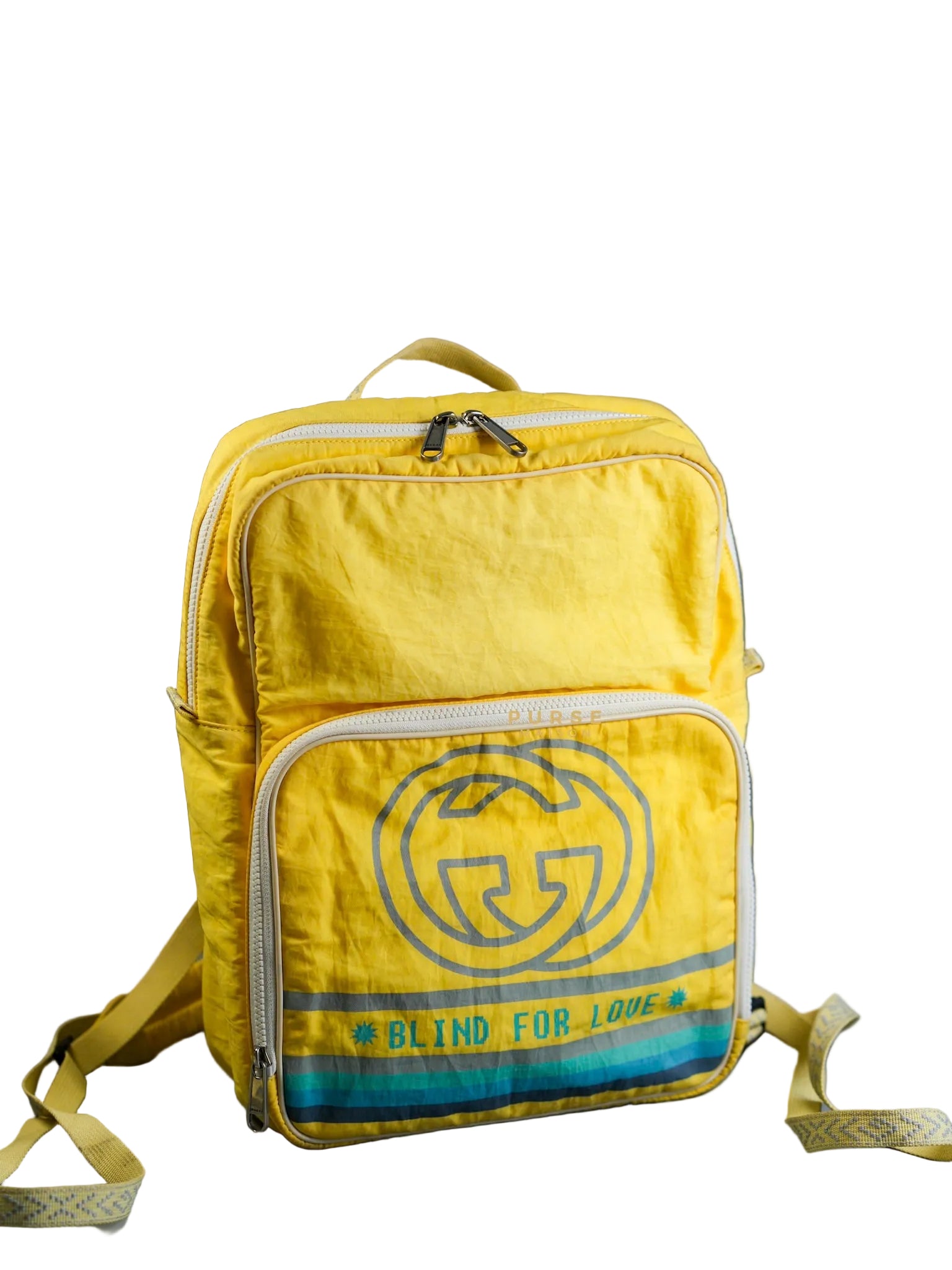 Blind for Love Interlocking GG Logo Yellow Backpack | Purse Maison Luxury Bags Shop