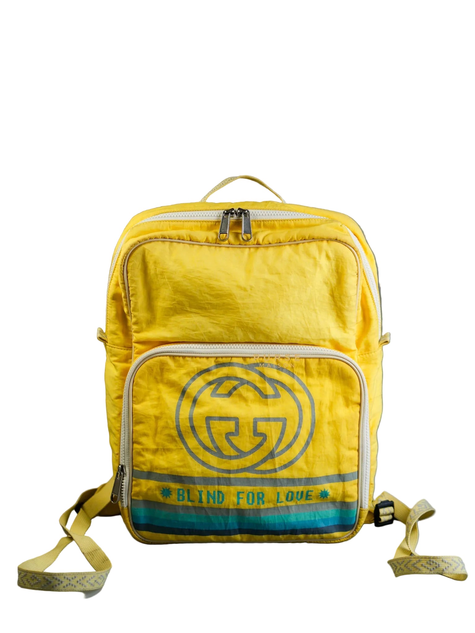 Blind for Love Interlocking GG Logo Yellow Backpack | Purse Maison Luxury Bags Shop