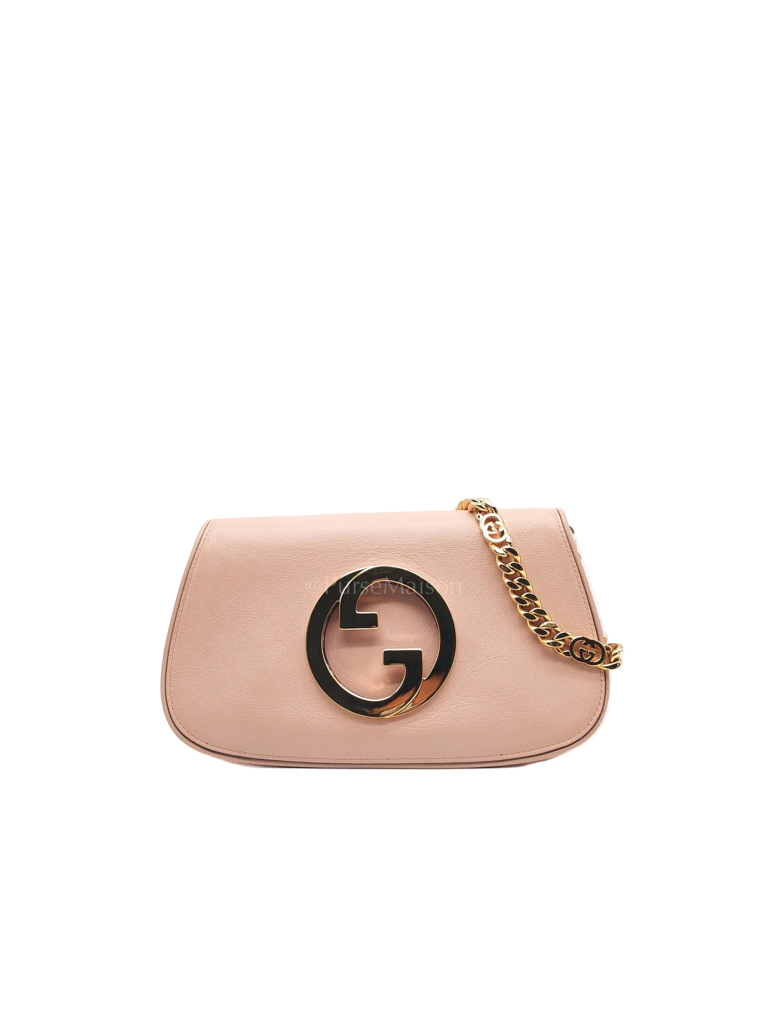 Blondie Shoulder Bag in Powder Pink Interlocking G Emblem Calfskin Leather | Purse Maison Luxury Bags Shop