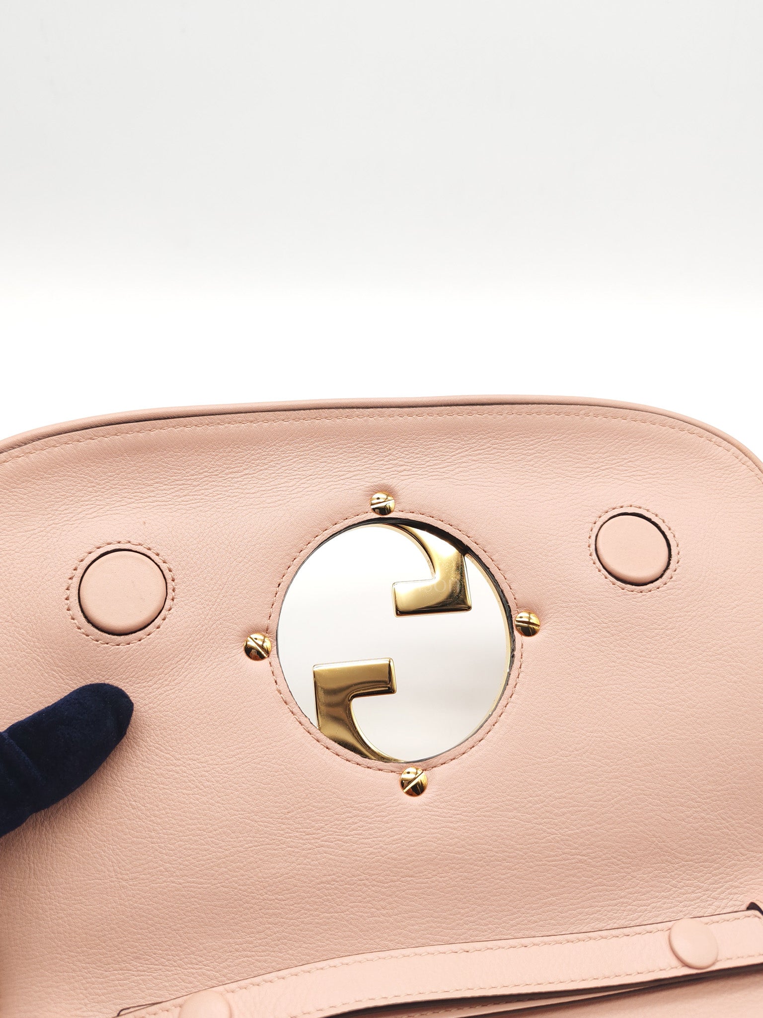 Blondie Shoulder Bag in Powder Pink Interlocking G Emblem Calfskin Leather | Purse Maison Luxury Bags Shop