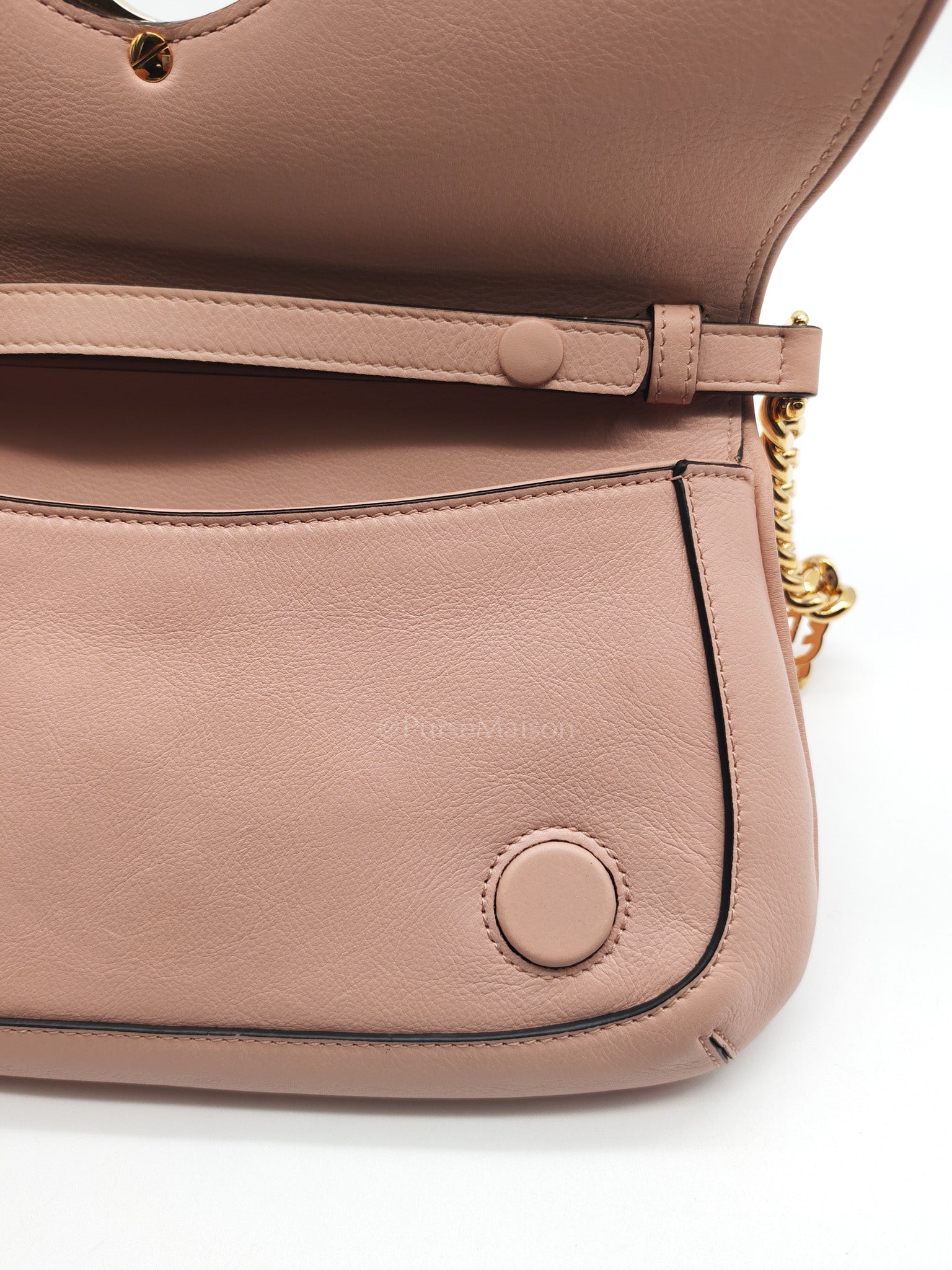 Blondie Shoulder Bag in Powder Pink Interlocking G Emblem Calfskin Leather | Purse Maison Luxury Bags Shop