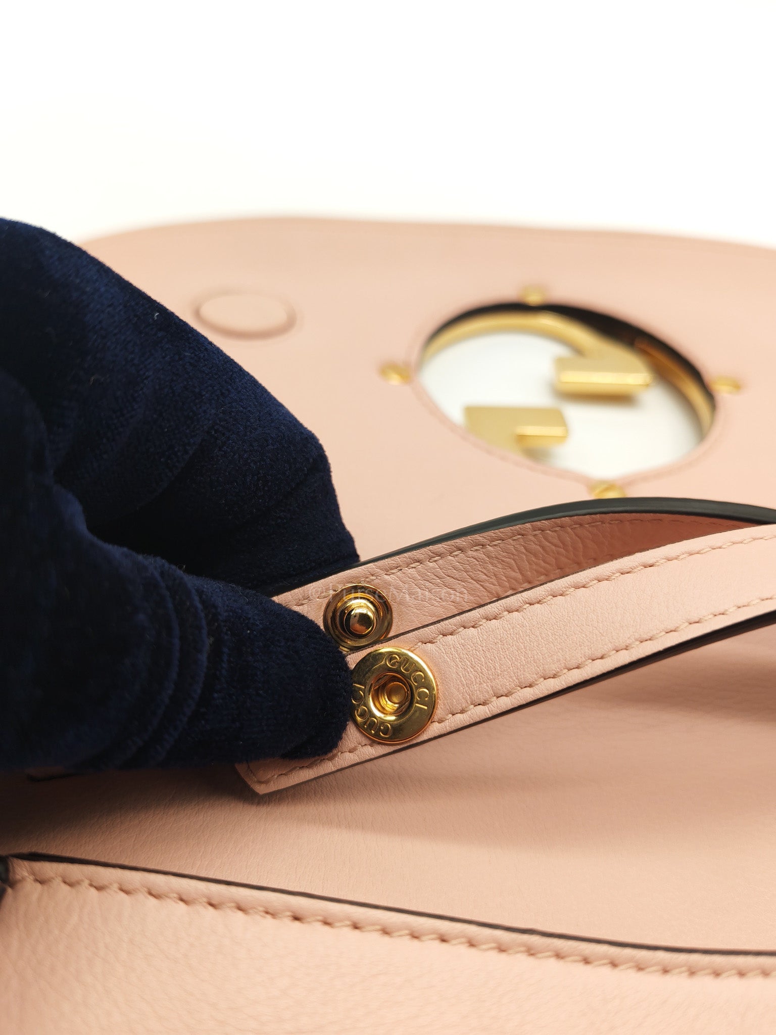 Blondie Shoulder Bag in Powder Pink Interlocking G Emblem Calfskin Leather | Purse Maison Luxury Bags Shop