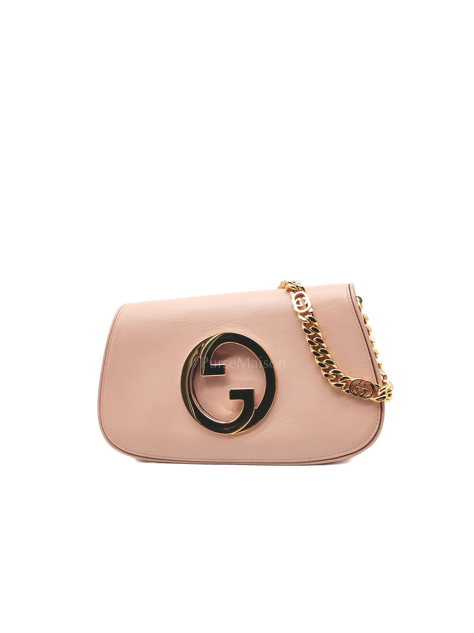 Blondie Shoulder Bag in Powder Pink Interlocking G Emblem Calfskin Leather | Purse Maison Luxury Bags Shop