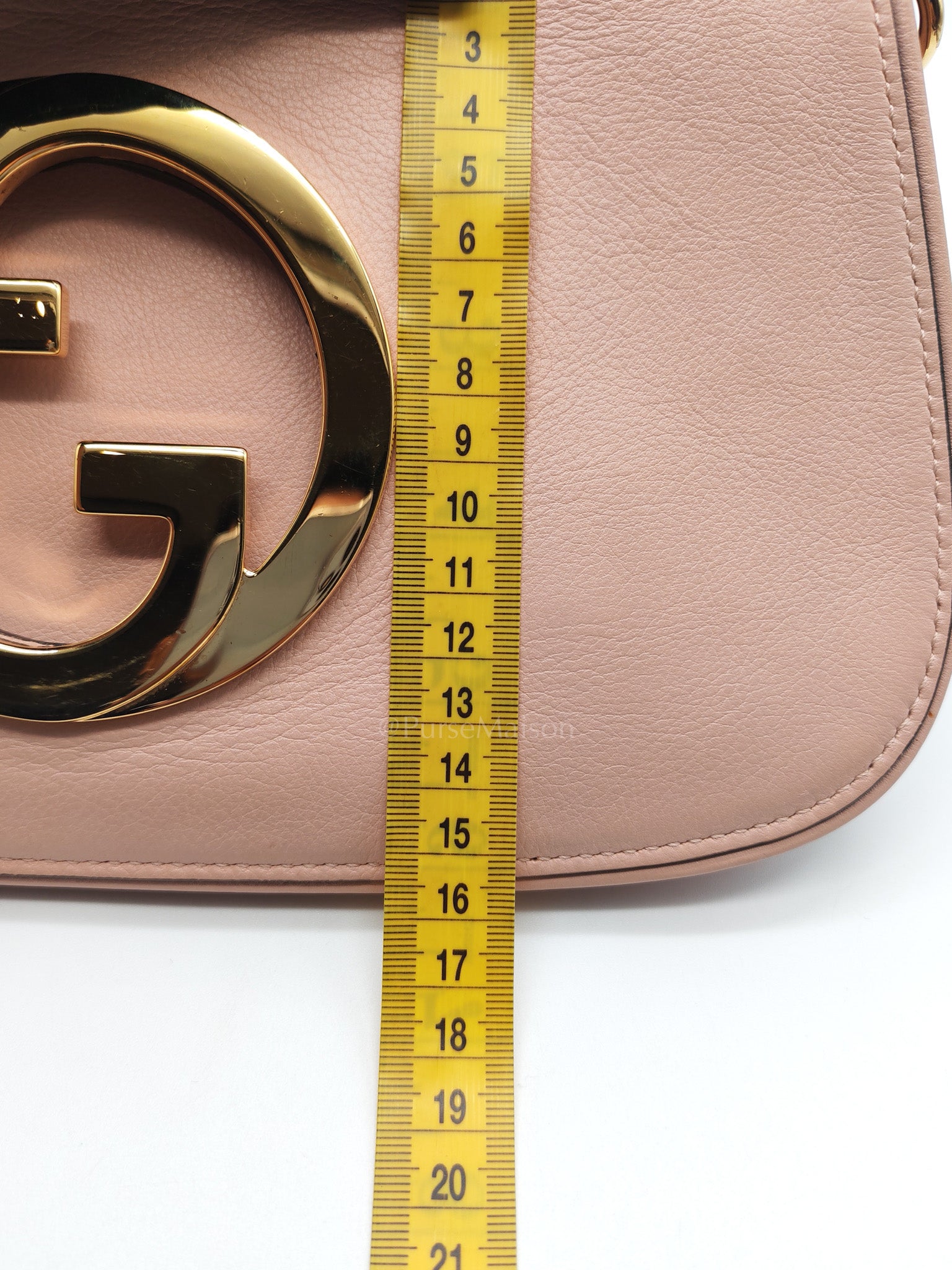 Blondie Shoulder Bag in Powder Pink Interlocking G Emblem Calfskin Leather | Purse Maison Luxury Bags Shop