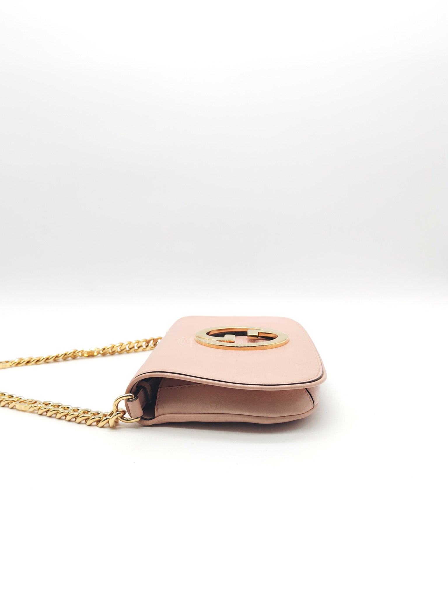 Blondie Shoulder Bag in Powder Pink Interlocking G Emblem Calfskin Leather | Purse Maison Luxury Bags Shop