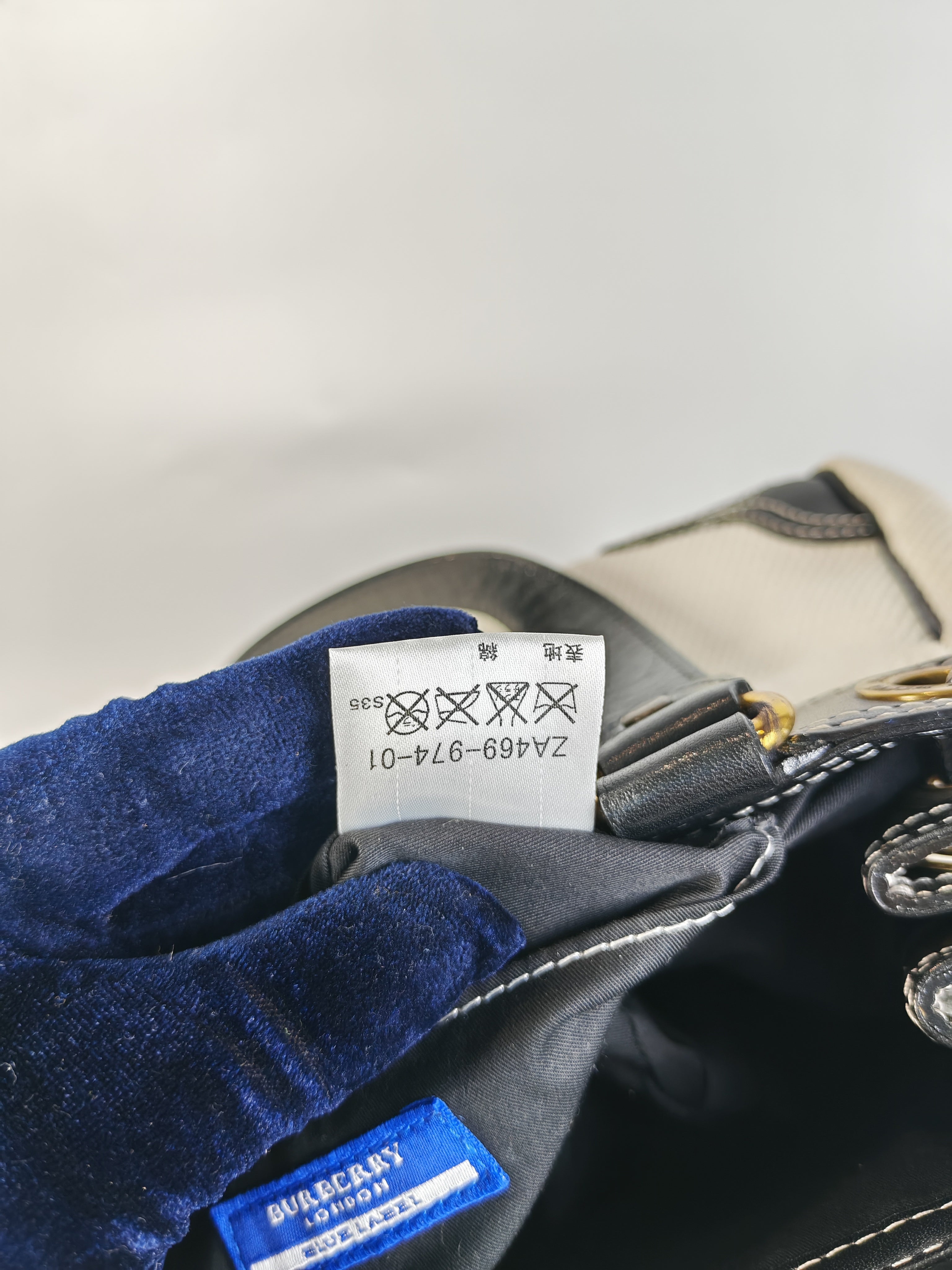 Blue Label Tote Bag in White Canvas with Black Leather Trim | Purse Maison Luxury Bags Shop
