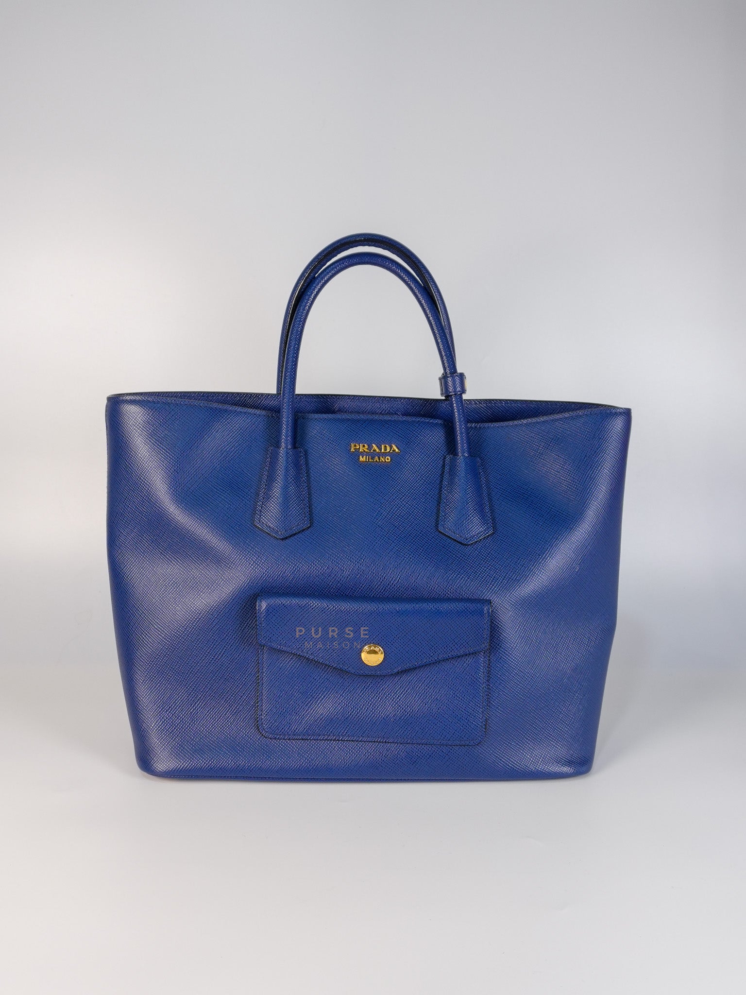Bluette Large Saffiano Leather Front Pocket Tote Bag | Purse Maison Luxury Bags Shop