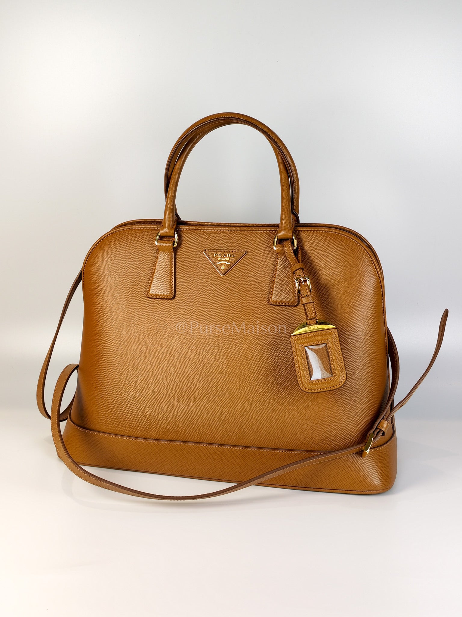 BN2538 Promenade 2Way Bag in Caramel Saffiano Lux Leather Gold Hardware | Purse Maison Luxury Bags Shop