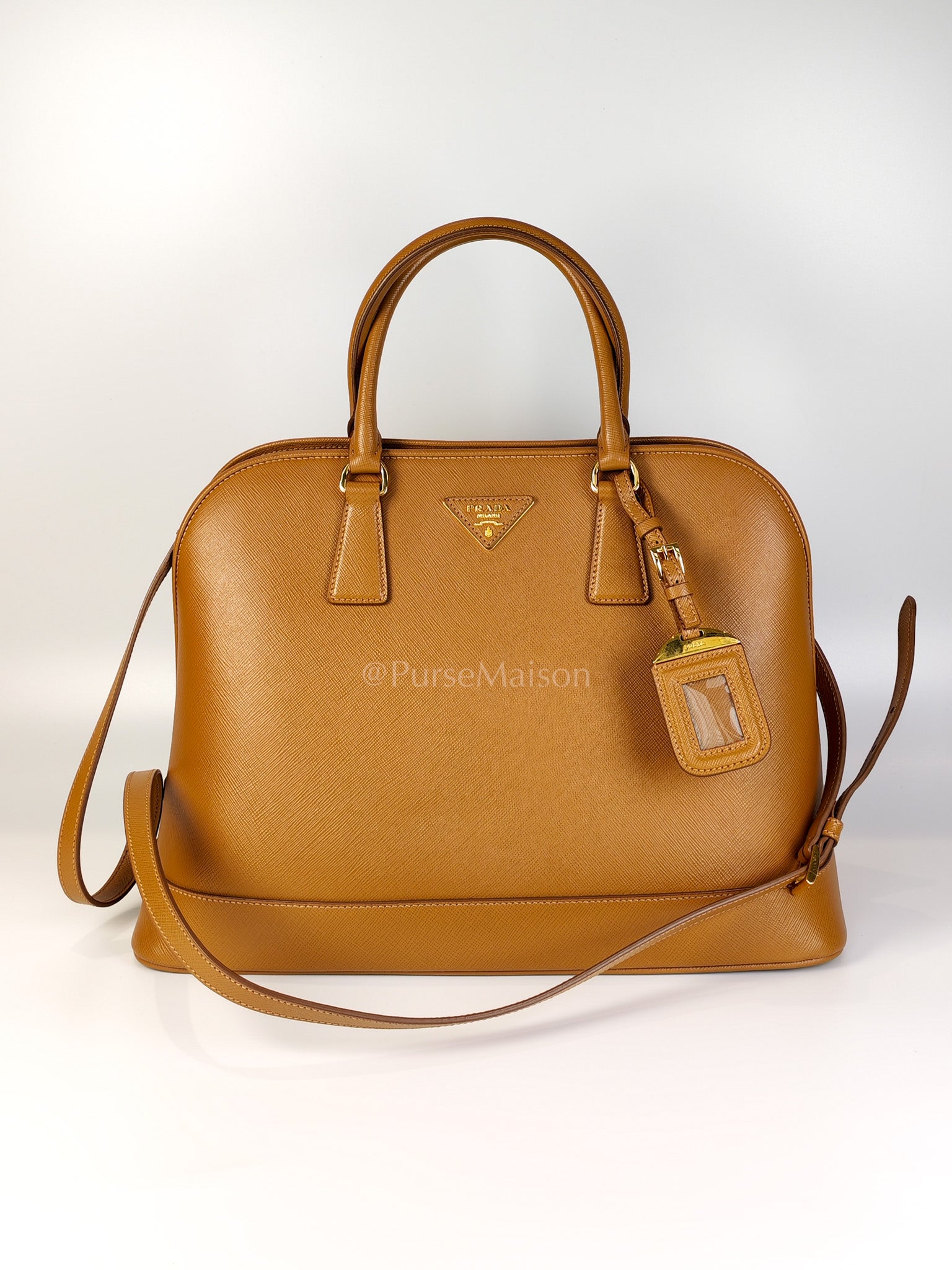 BN2538 Promenade 2Way Bag in Caramel Saffiano Lux Leather Gold Hardware | Purse Maison Luxury Bags Shop