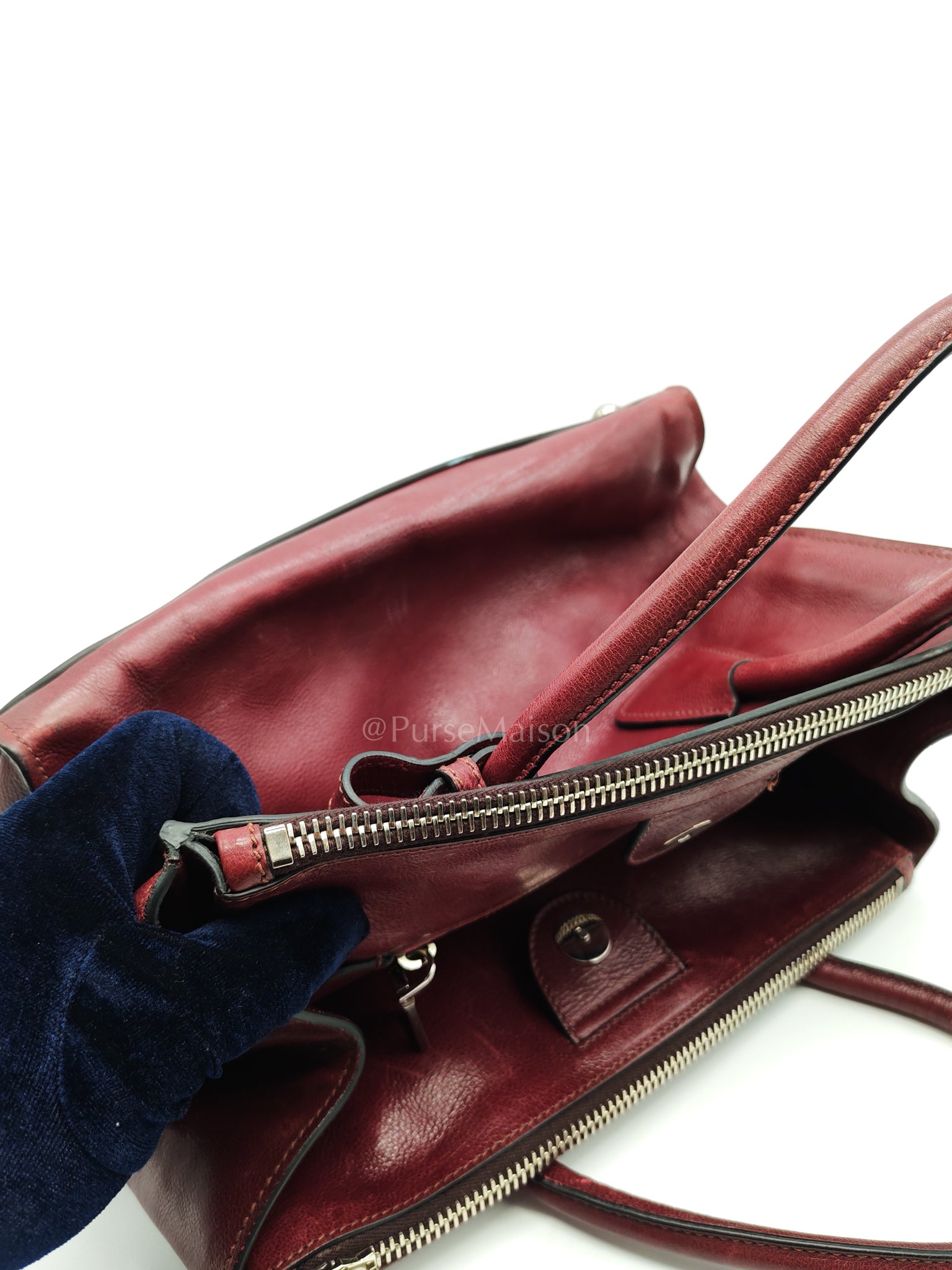 BN2619 Twin Pocket Double Handle Tote Bag in Ametista Glace Calfskin Leather | Purse Maison Luxury Bags Shop