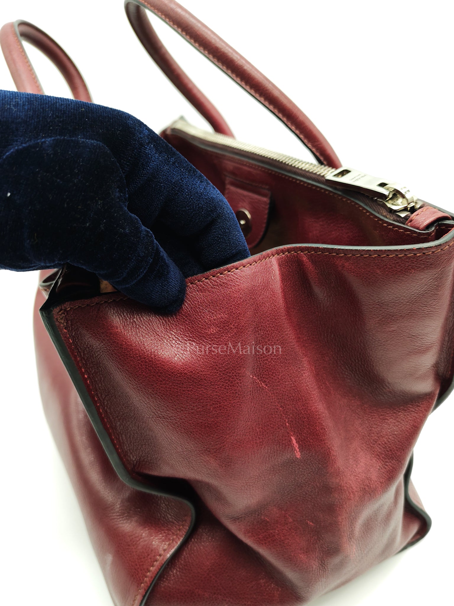 BN2619 Twin Pocket Double Handle Tote Bag in Ametista Glace Calfskin Leather | Purse Maison Luxury Bags Shop