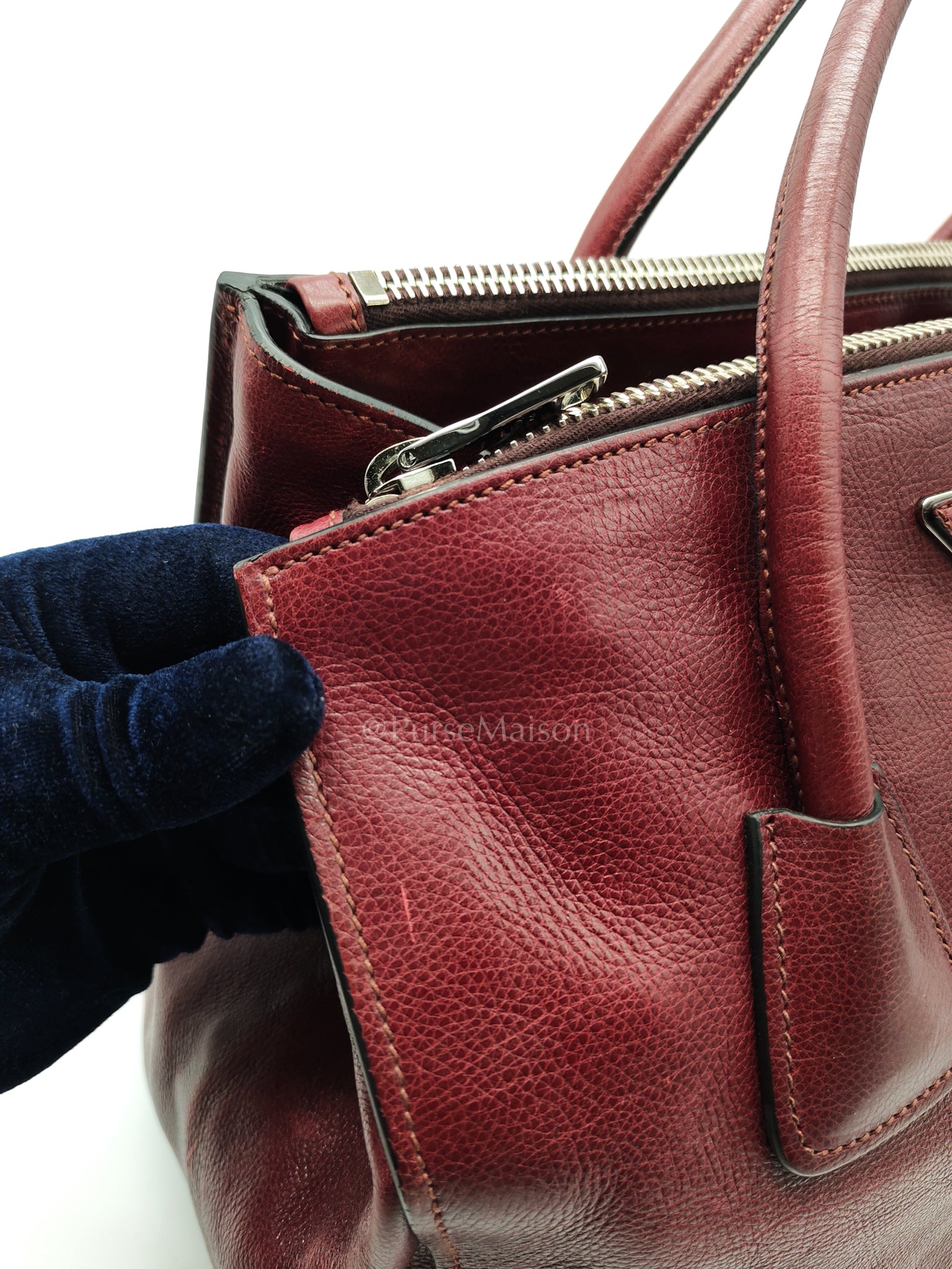BN2619 Twin Pocket Double Handle Tote Bag in Ametista Glace Calfskin Leather | Purse Maison Luxury Bags Shop