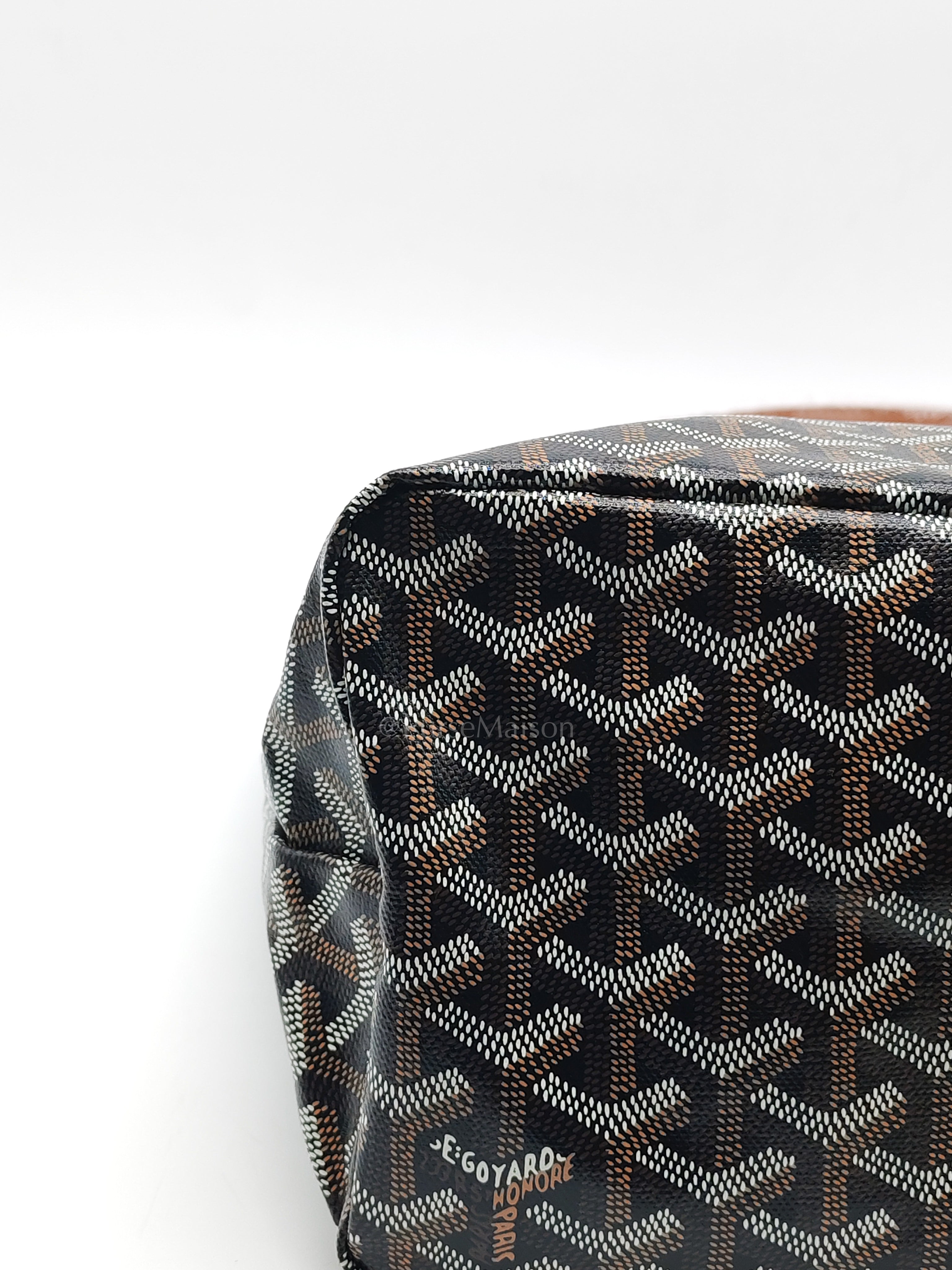 Boheme Hobo Bag PM in Black/Tan Goyardine Canvas | Purse Maison Luxury Bags Shop