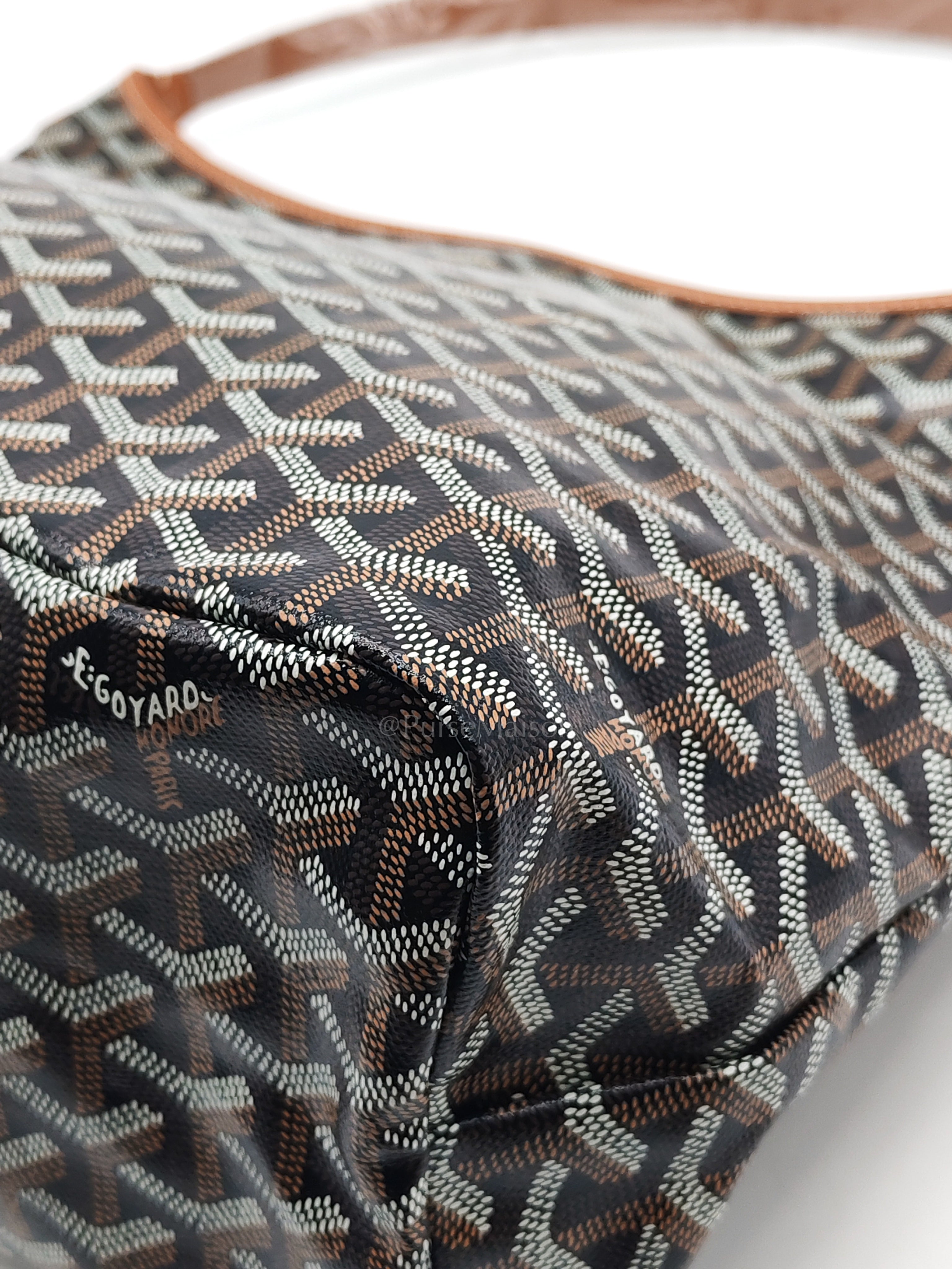 Boheme Hobo Bag PM in Black/Tan Goyardine Canvas | Purse Maison Luxury Bags Shop