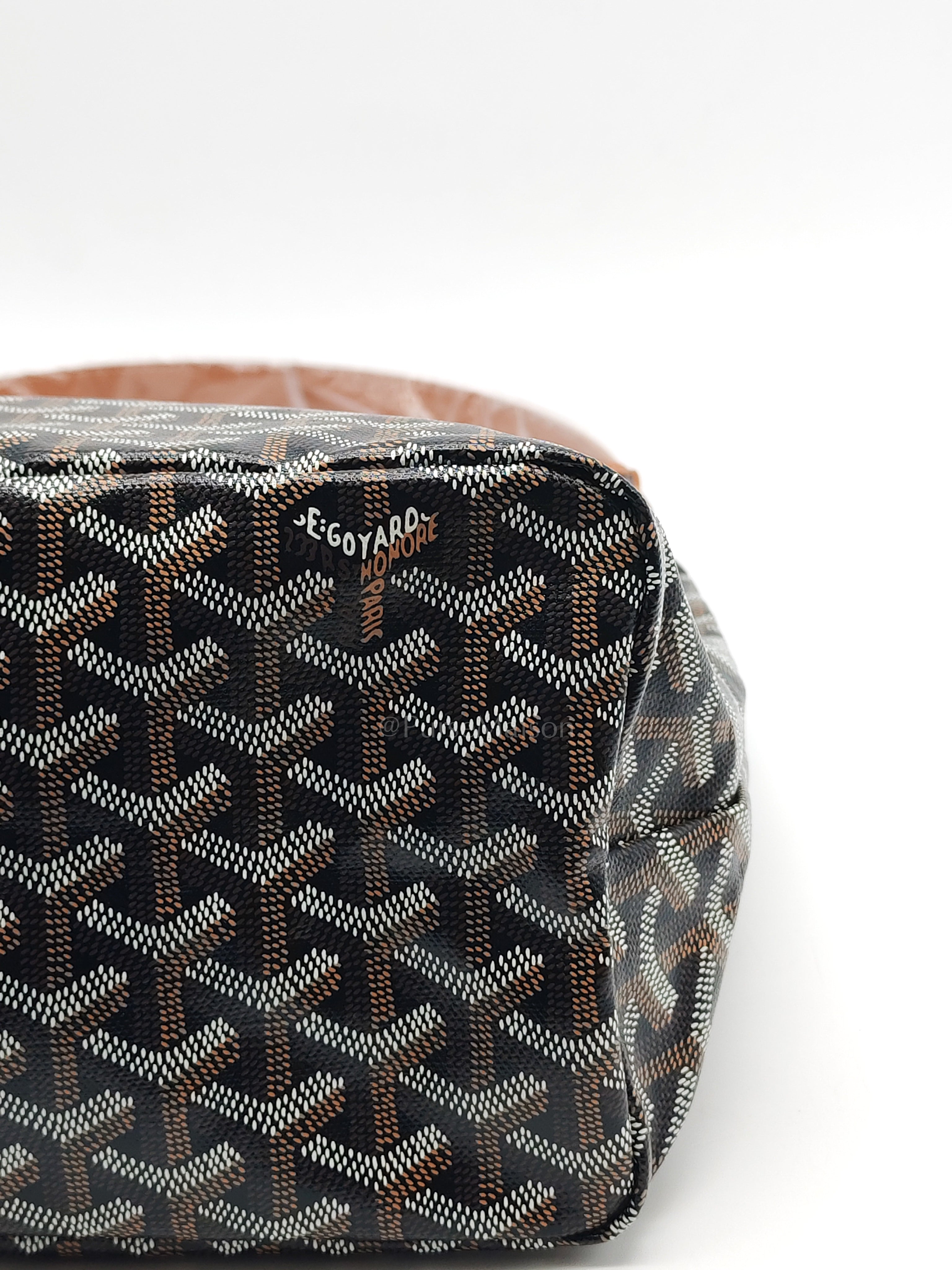 Boheme Hobo Bag PM in Black/Tan Goyardine Canvas | Purse Maison Luxury Bags Shop