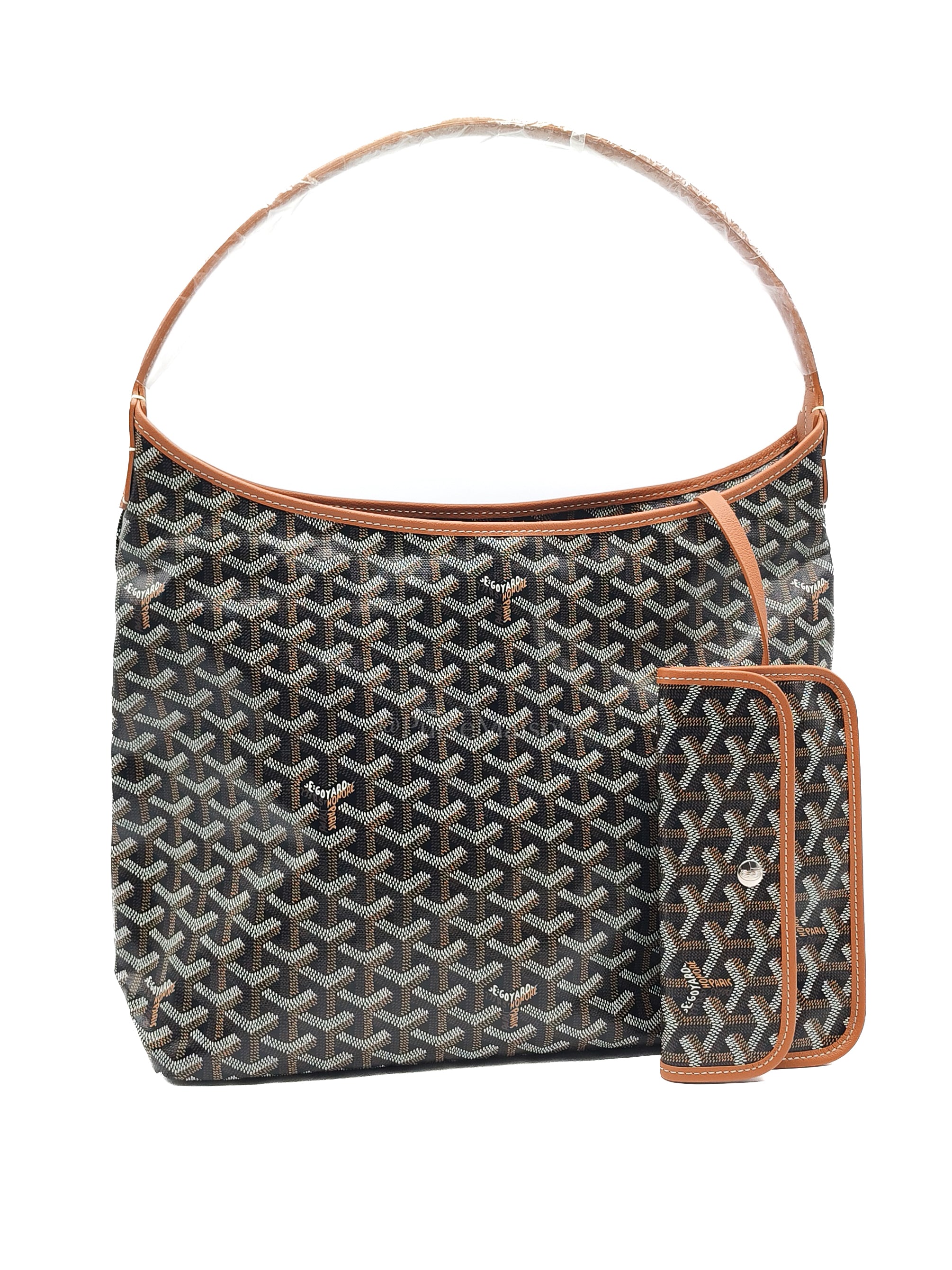 Boheme Hobo Bag PM in Black/Tan Goyardine Canvas | Purse Maison Luxury Bags Shop