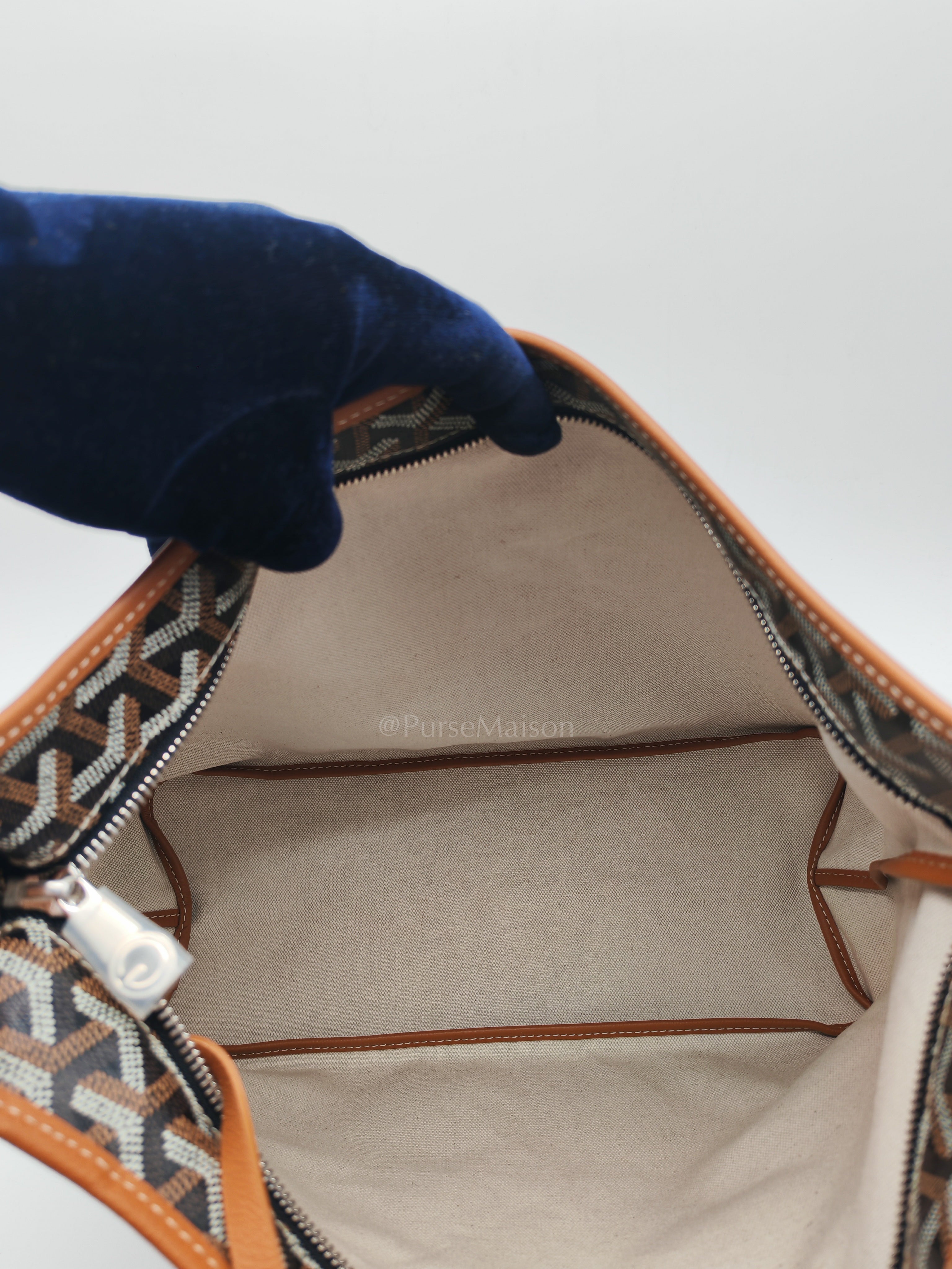 Boheme Hobo Bag PM in Black/Tan Goyardine Canvas | Purse Maison Luxury Bags Shop