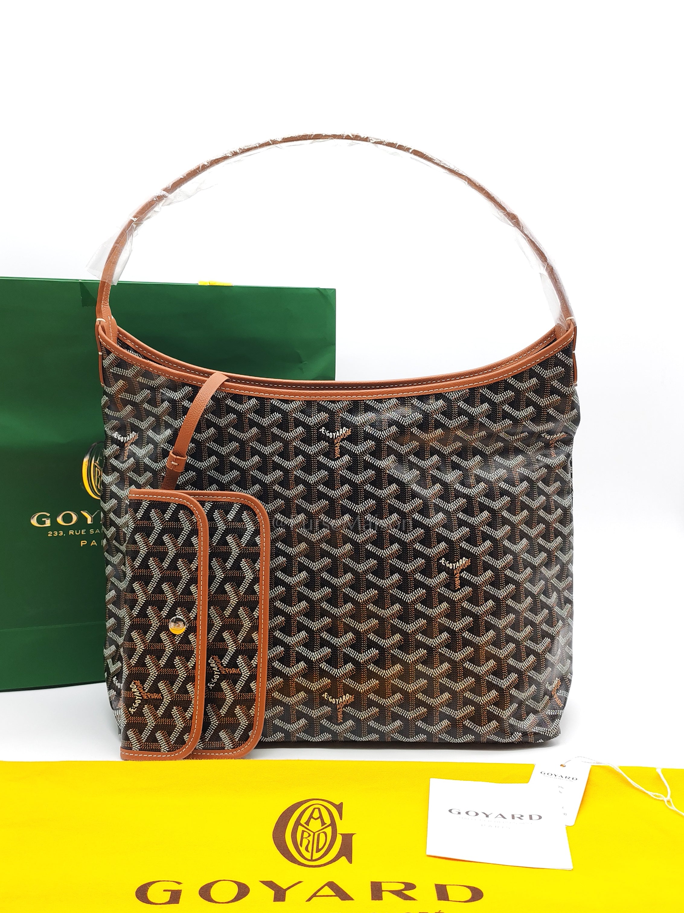 Boheme Hobo Bag PM in Black/Tan Goyardine Canvas | Purse Maison Luxury Bags Shop