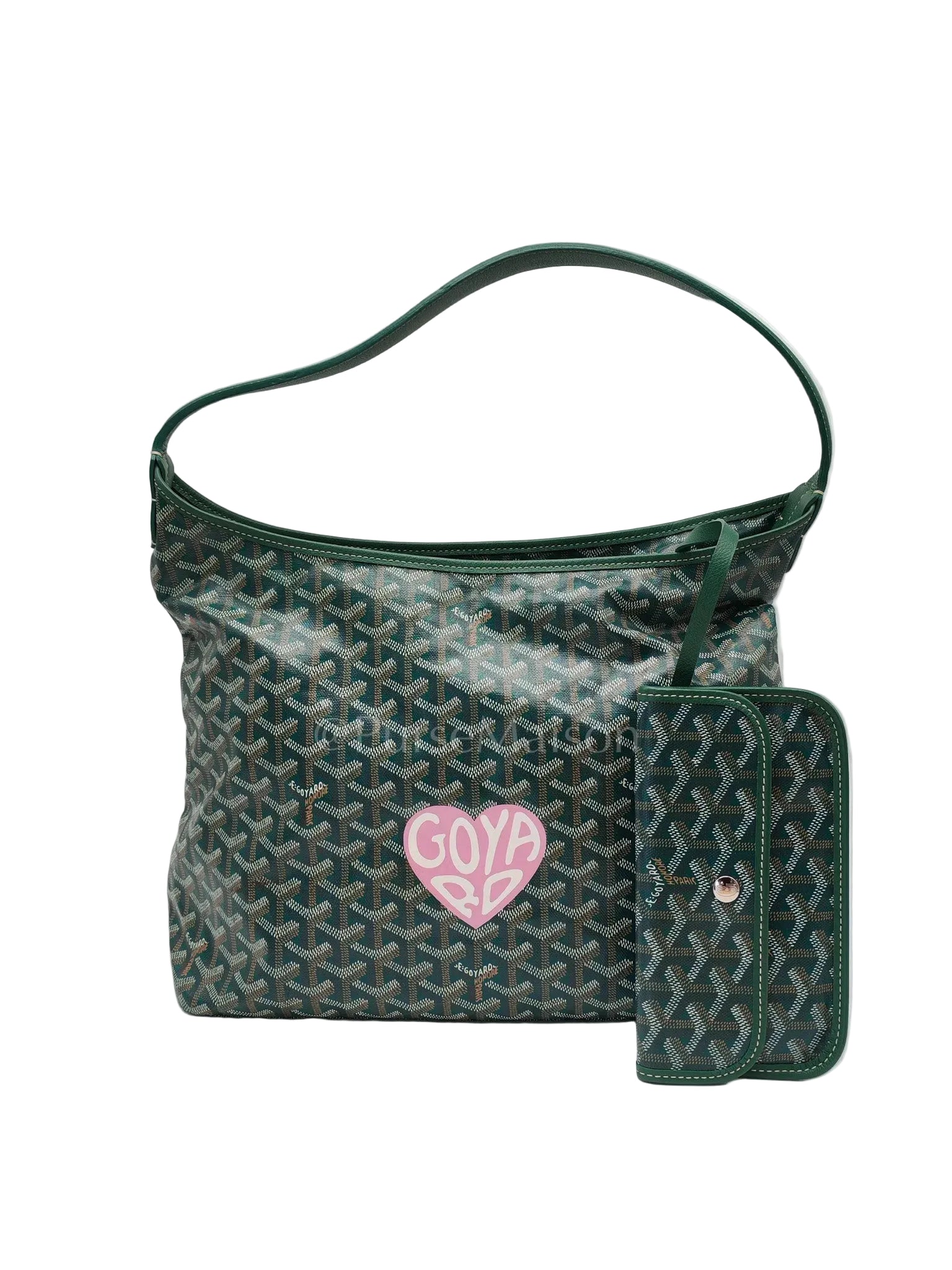 Boheme Hobo Bag PM in Green Coeur Goyardine Coated Canvas | Purse Maison Luxury Bags Shop