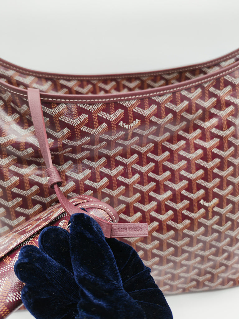 Boheme PM Burgundy in Goyardine Canvas Hobo Bag | Purse Maison Luxury Bags Shop