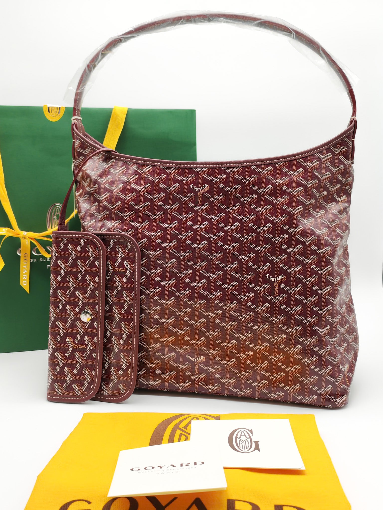 Boheme PM Burgundy in Goyardine Canvas Hobo Bag | Purse Maison Luxury Bags Shop